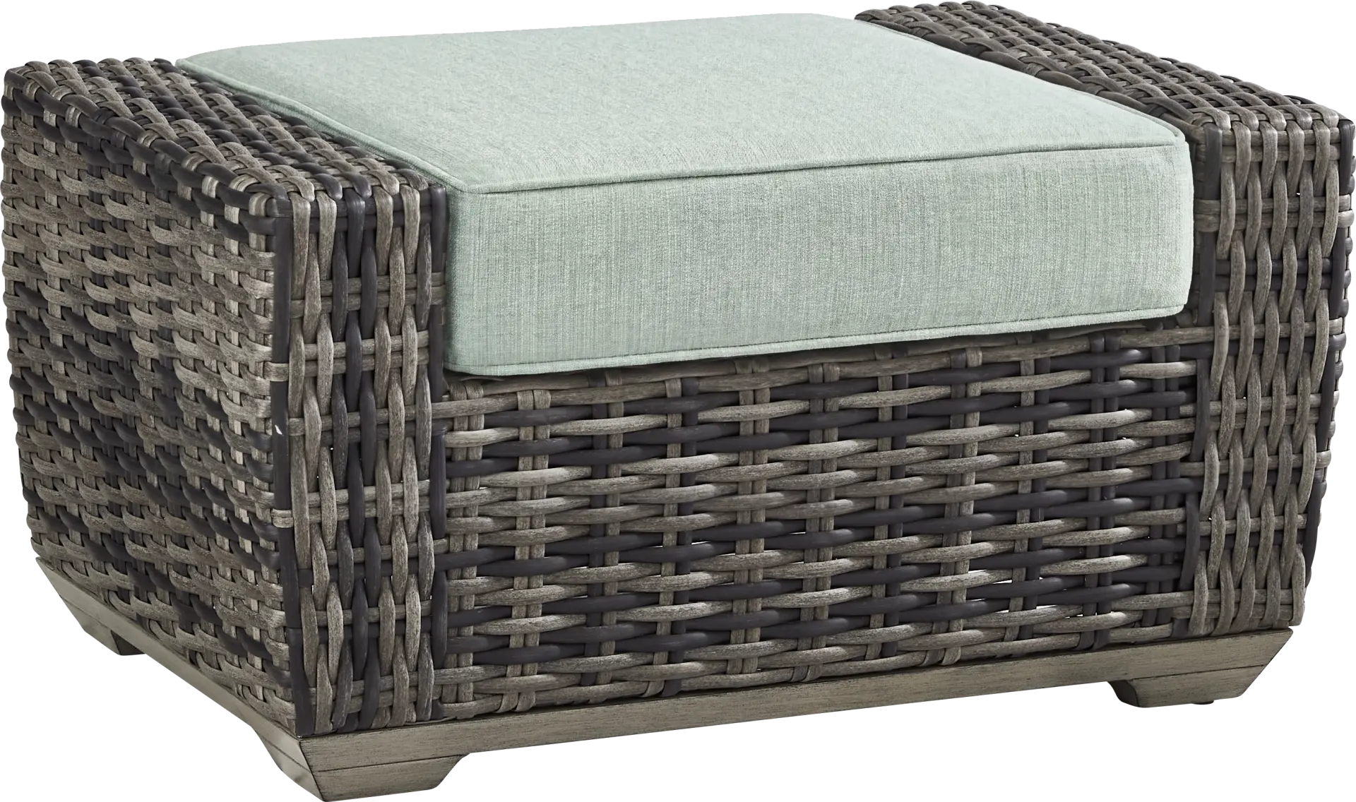 Montecello Gray Outdoor Ottoman with Mist Cushions
