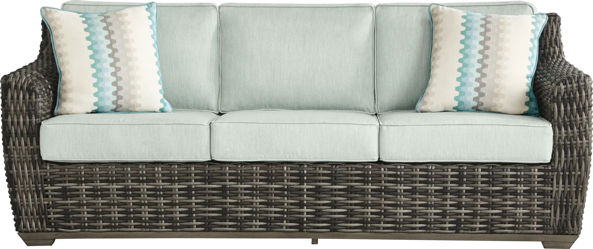 Montecello Gray Outdoor Sofa with Mist Cushions - Image 1