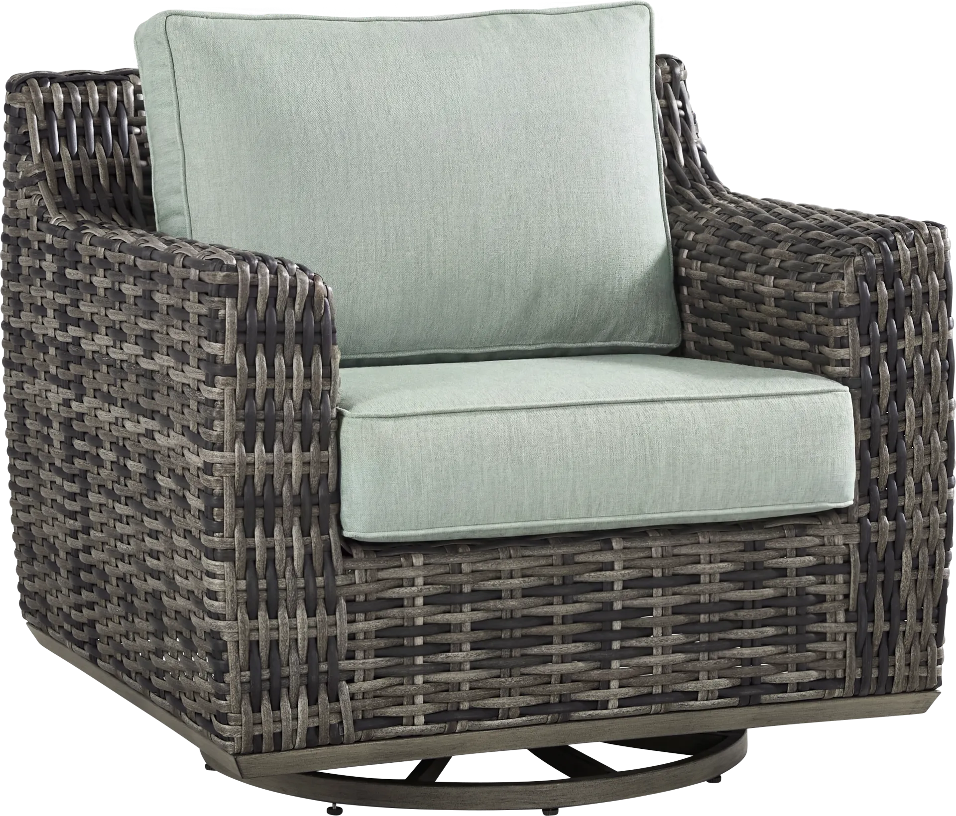 Montecello Gray Outdoor Swivel Club Chair with Mist Cushions - Image 2