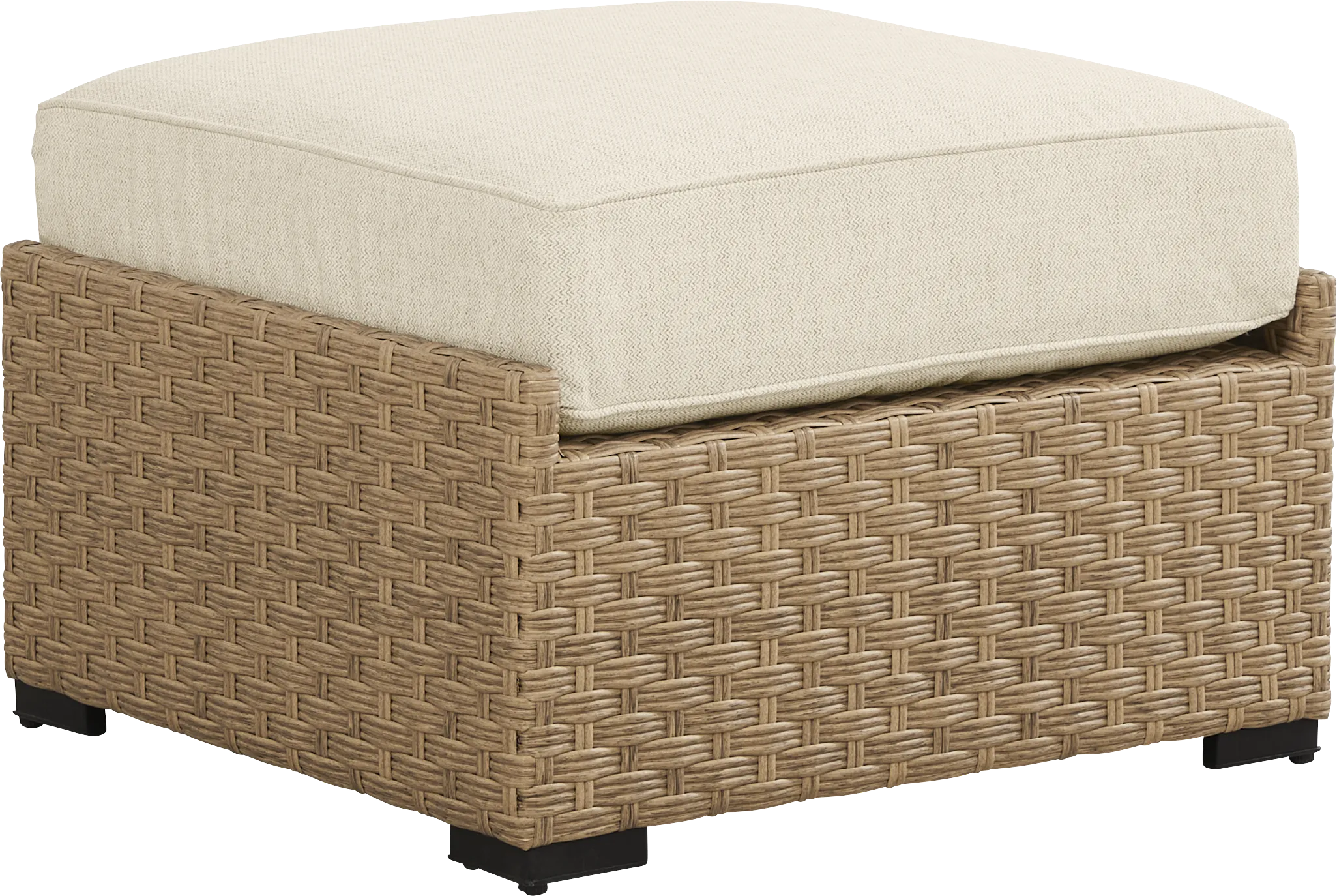 Rialto II Natural Outdoor Ottoman with Sand Cushion - Thumbnail - Image 1