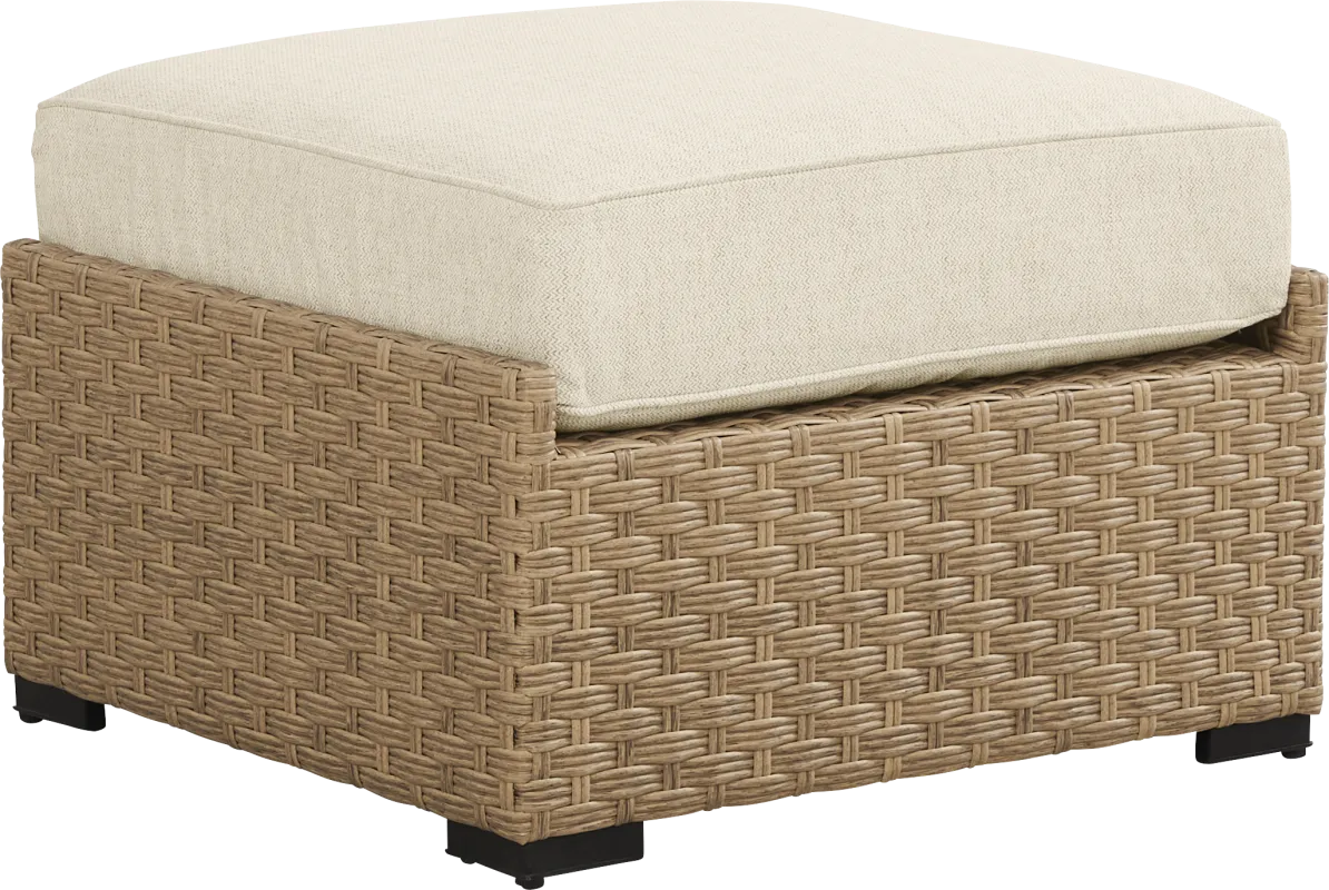 Rialto II Natural Outdoor Ottoman with Sand Cushion