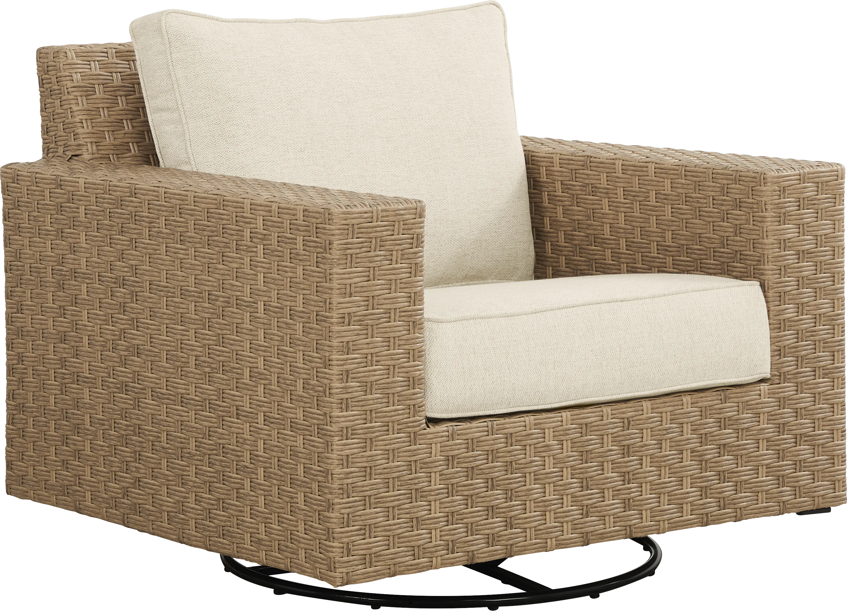 Rialto II Natural Outdoor Swivel Glider with Sand Cushions - Thumbnail - Image 1