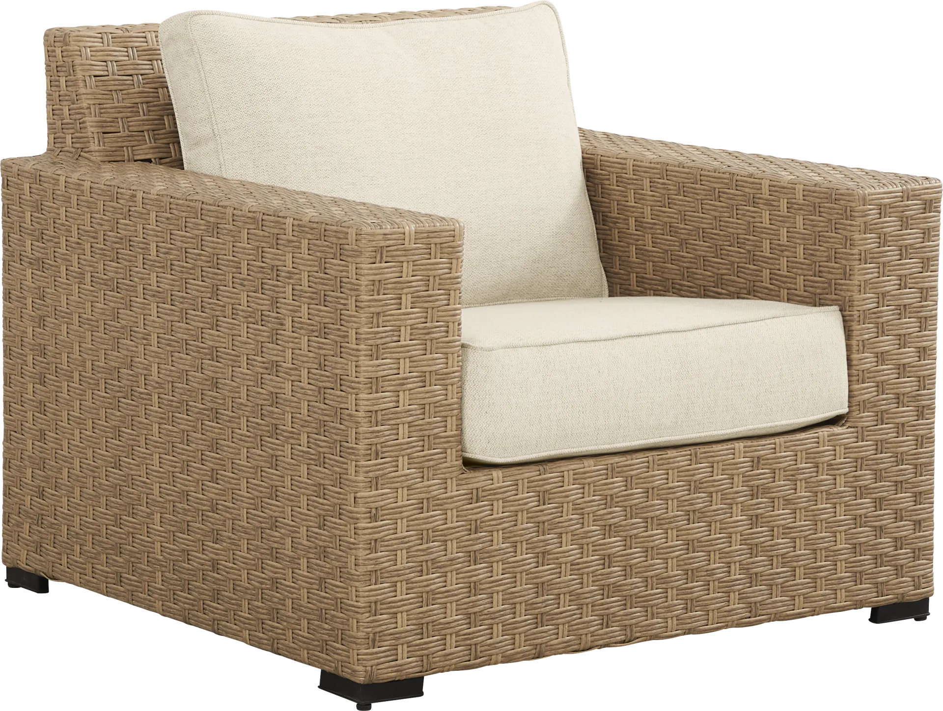 Rialto II Natural 4 Pc Outdoor Seating Set with Sand Cushions - Image 4