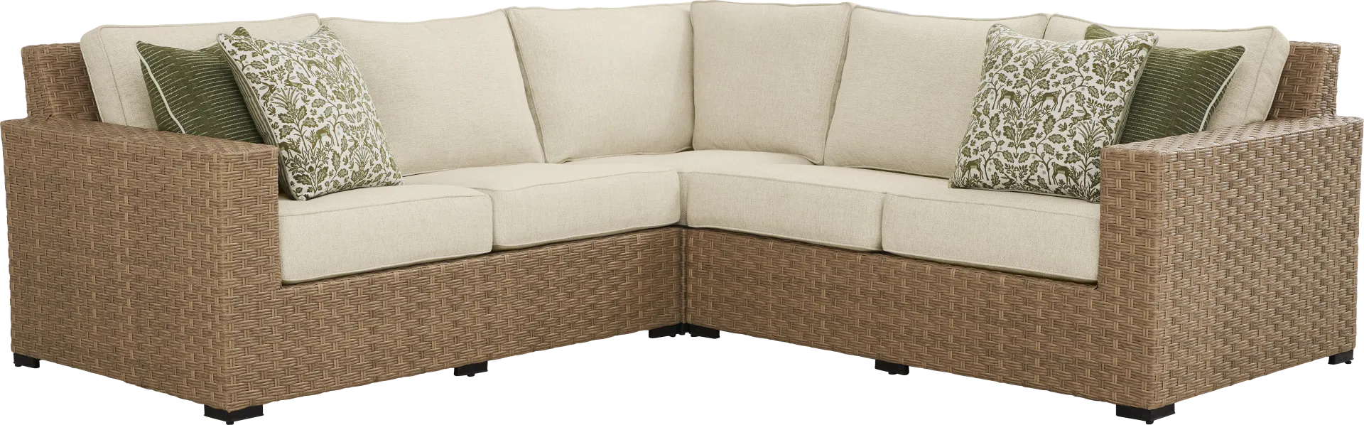 Rialto II Natural 3 Pc Outdoor Sectional with Sand Cushions - Image 2