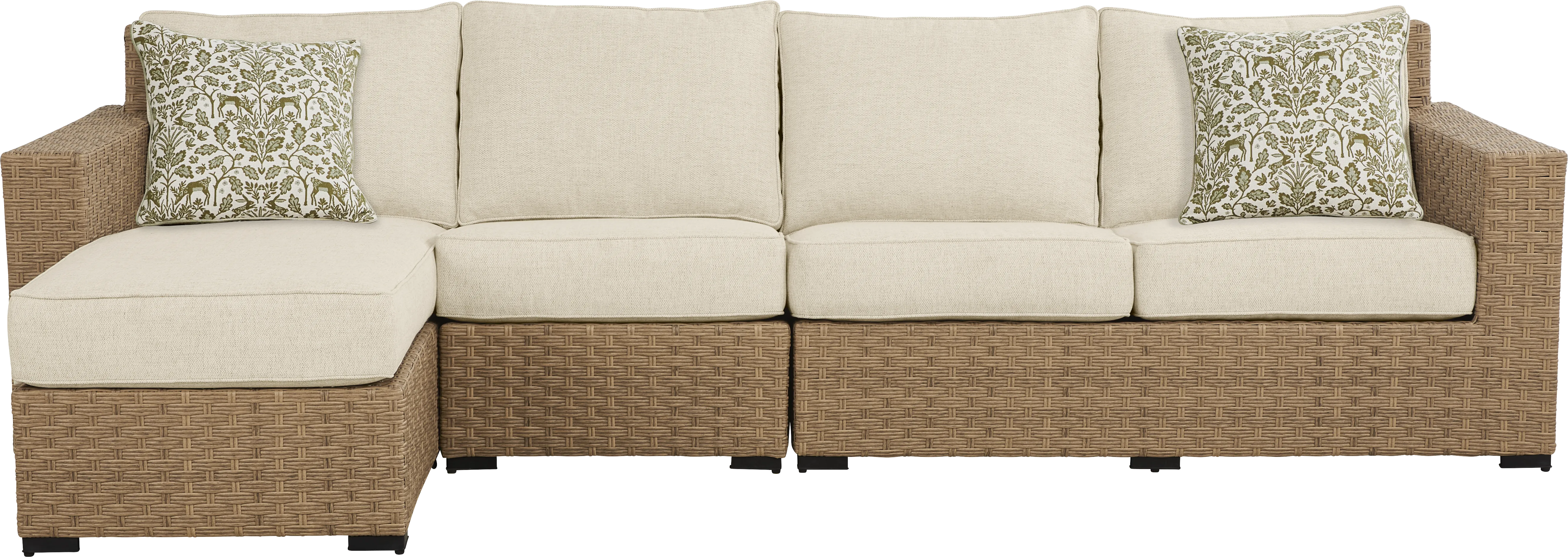 Rialto II Natural 3 Pc Outdoor Sectional with Sand Cushions - Thumbnail - Image 1