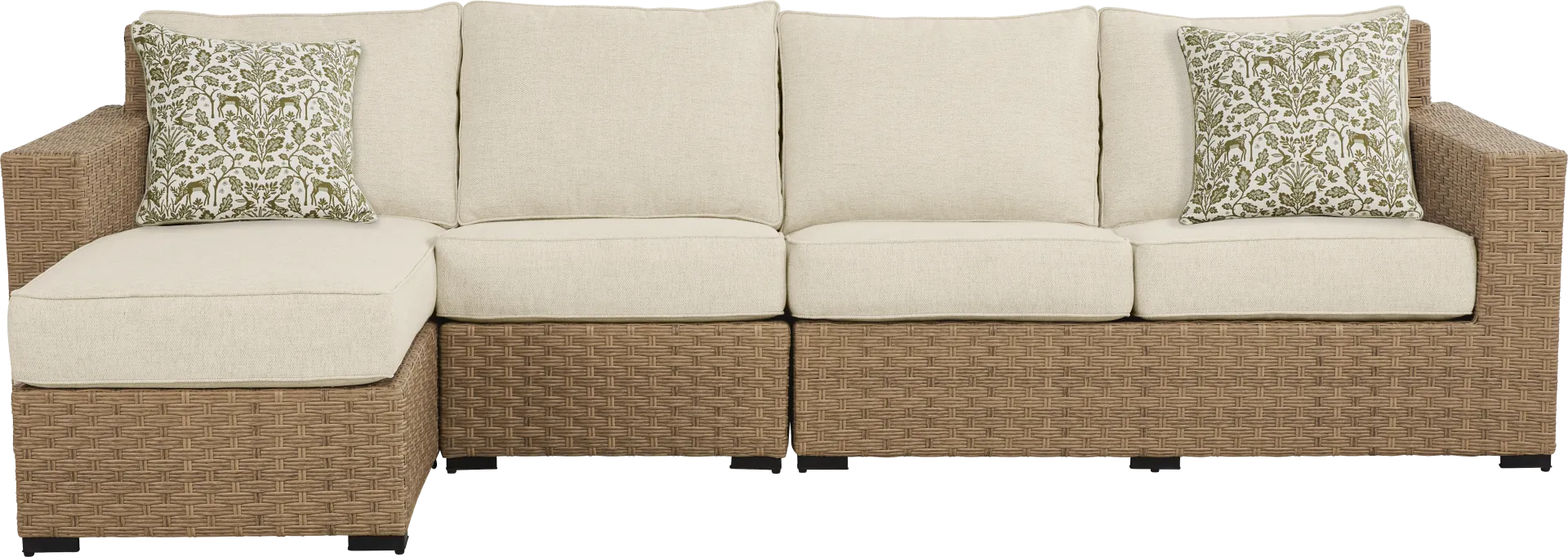 Rialto II Natural 3 Pc Outdoor Sectional with Sand Cushions - Image 2