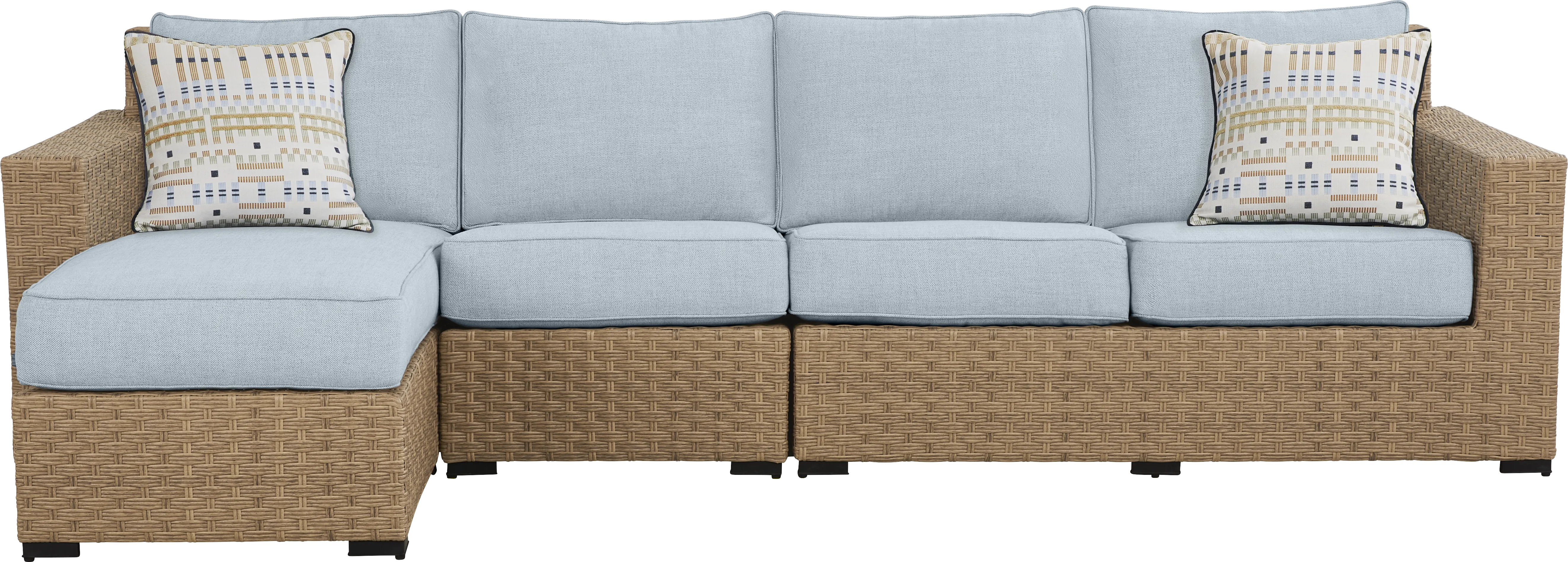 Rialto II Natural 3 Pc Outdoor Sectional with Sky Cushions - Thumbnail - Image 1