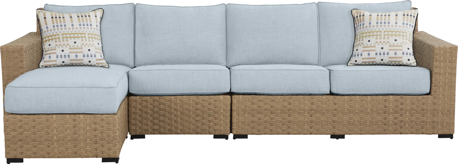 Rialto II Natural 3 Pc Outdoor Sectional with Sky Cushions - Image 1