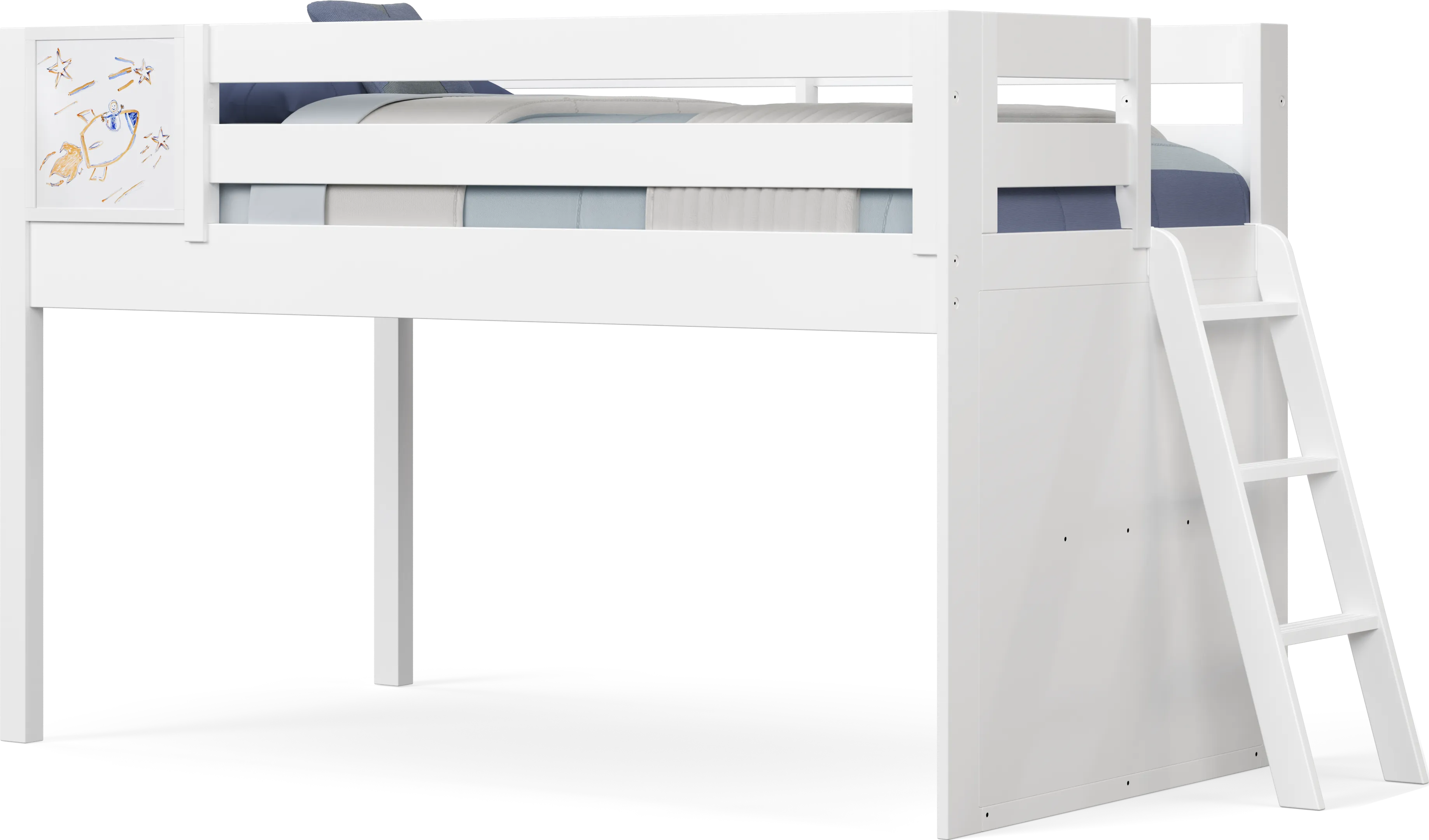Kids Fantasy Fort White Twin Low Loft with Activity Panel - Thumbnail - Image 1