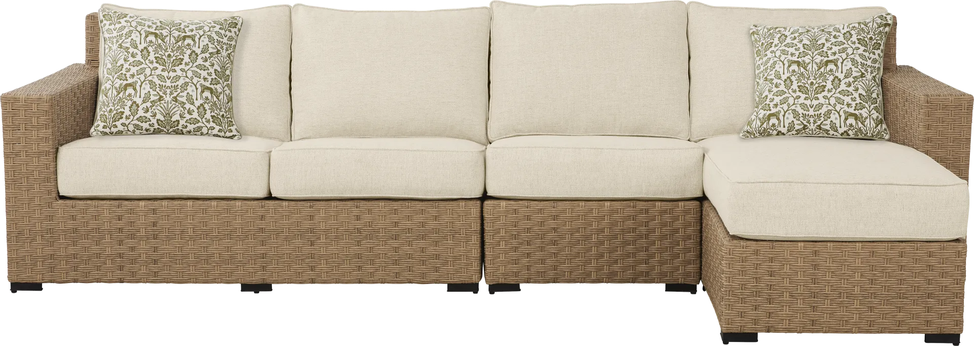 Rialto II Natural 3 Pc Outdoor Sectional with Sand Cushions - Image 1