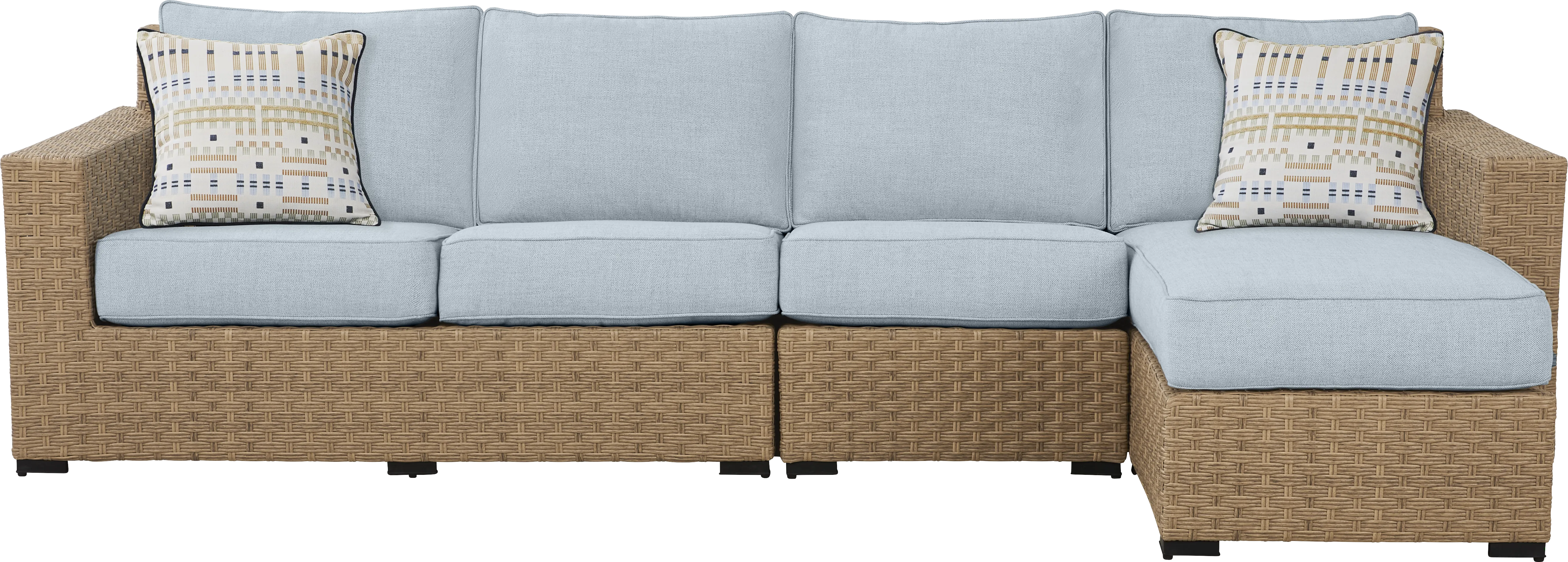 Rialto II Natural 3 Pc Outdoor Sectional with Sky Cushions - Thumbnail - Image 1