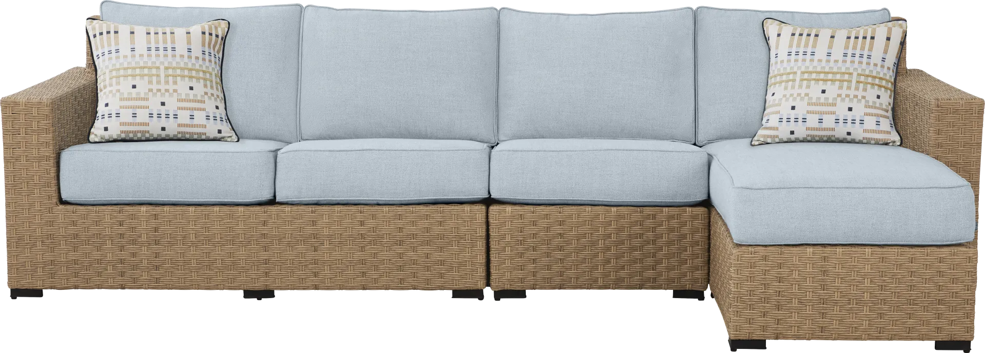 Rialto II Natural 3 Pc Outdoor Sectional with Sky Cushions - Image 2