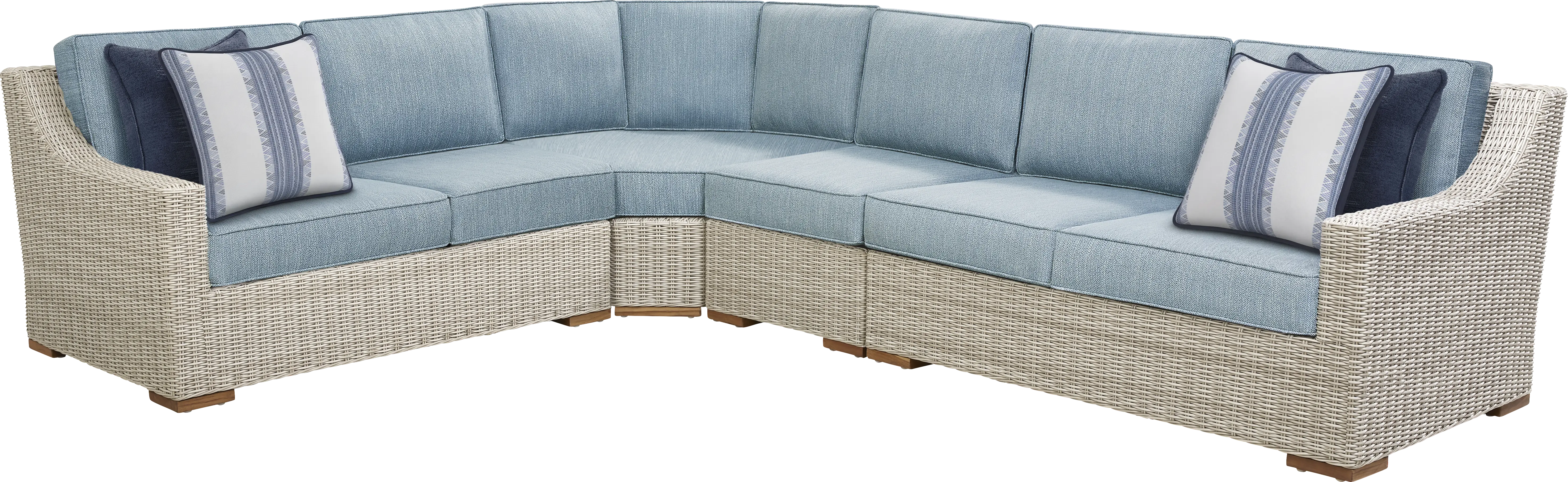 Patmos Gray 4 Pc Outdoor Sectional with Steel Cushions - Thumbnail - Image 1