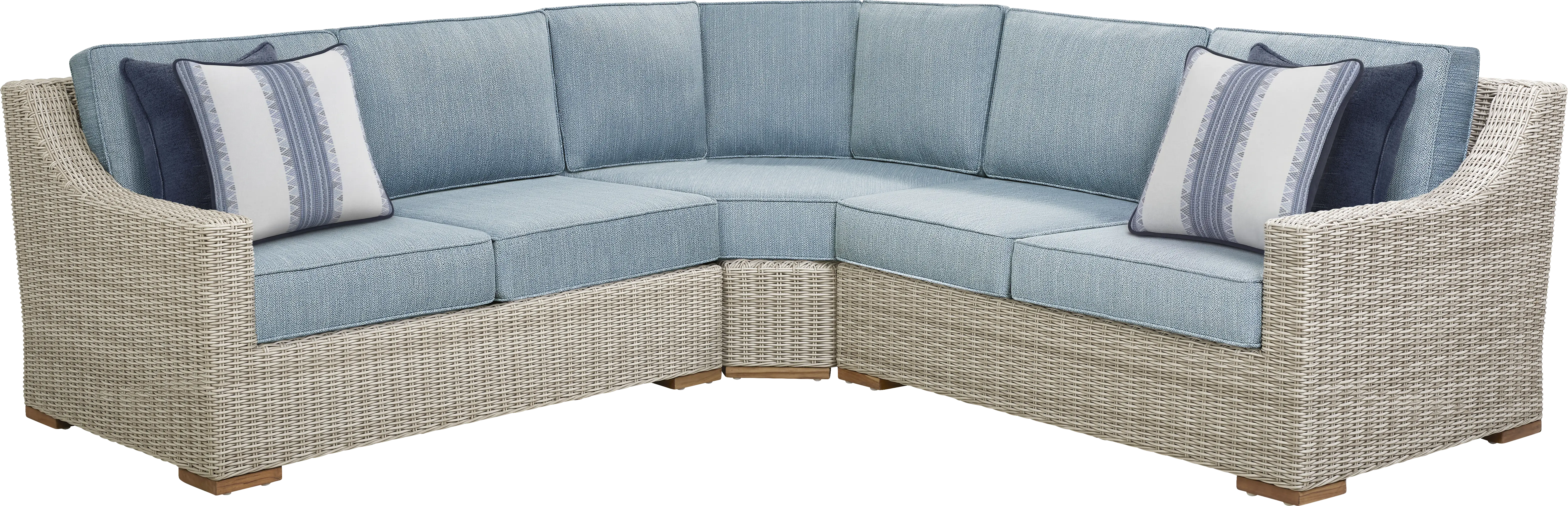Patmos Gray 3 Pc Outdoor Sectional with Steel Cushions - Thumbnail - Image 1