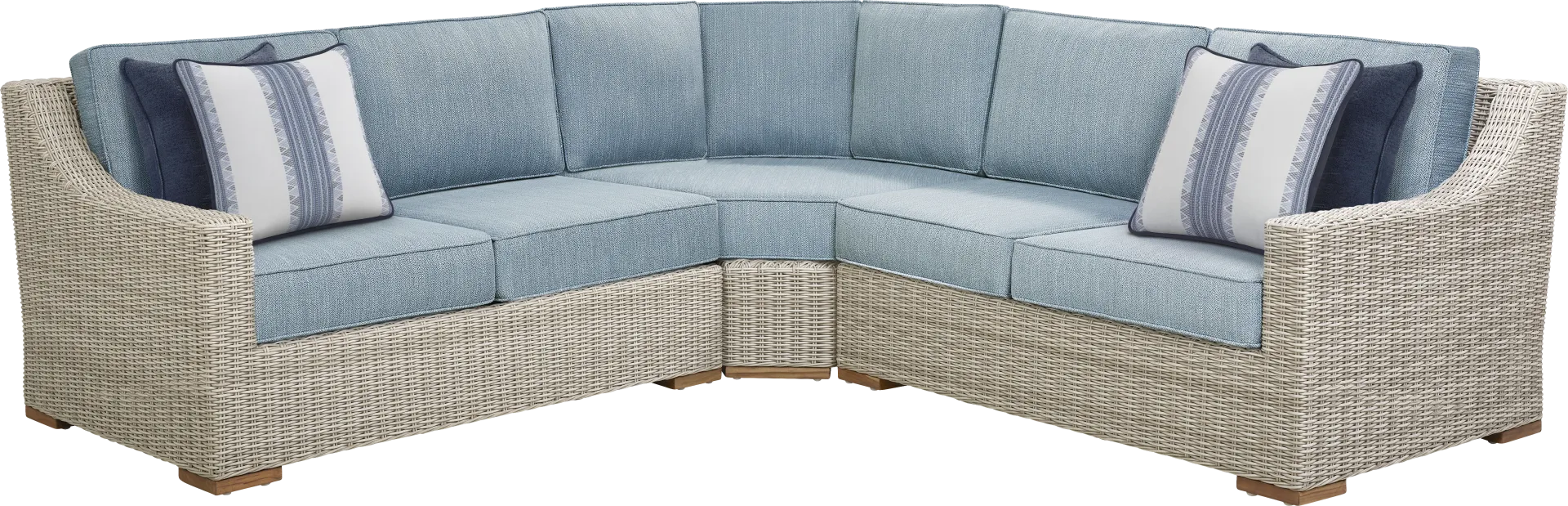 Patmos Gray 3 Pc Outdoor Sectional with Steel Cushions - Image 1