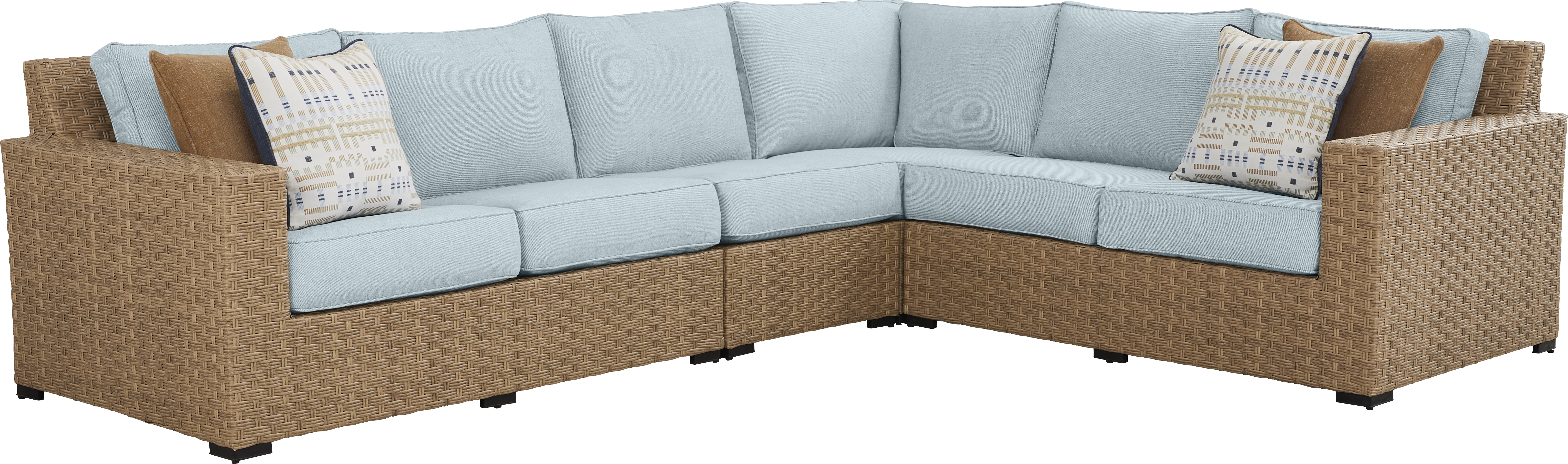 Rialto II Natural 4 Pc Outdoor Sectional with Sky Cushions - Thumbnail - Image 1