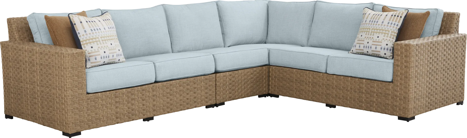 Rialto II Natural 4 Pc Outdoor Sectional with Sky Cushions - Image 1