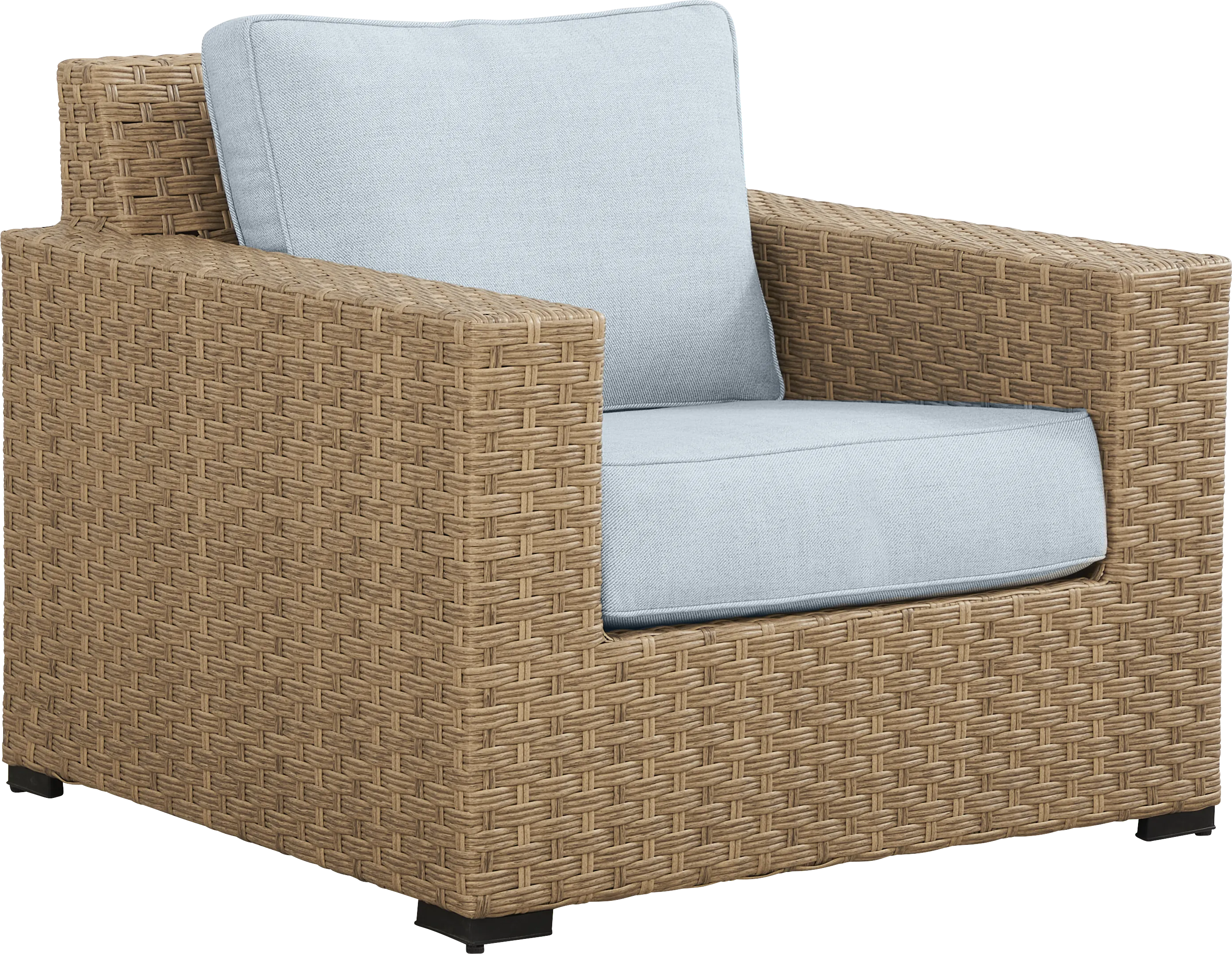 Rialto II Natural 4 Pc Outdoor Seating Set with Sky Cushions - Thumbnail - Image 5