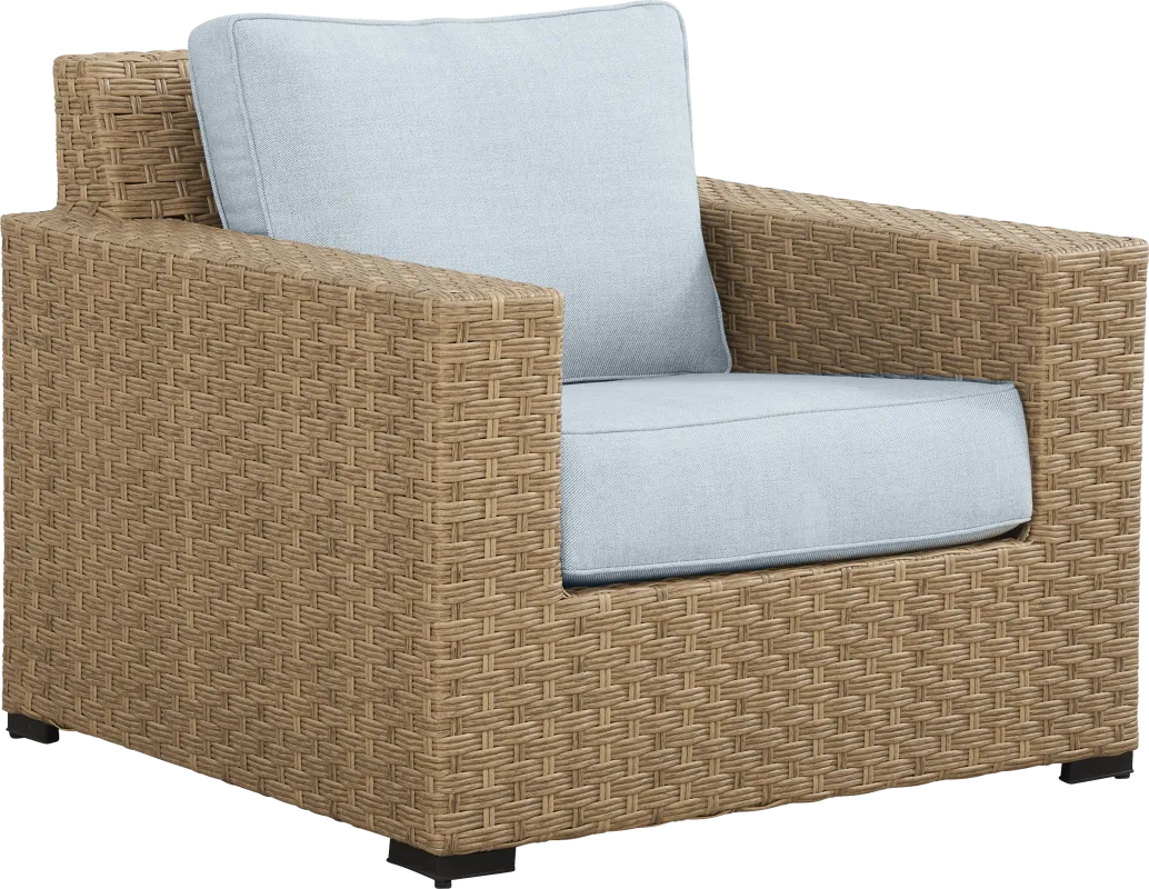 Rialto II Natural Outdoor Club Chair with Sky Cushions
