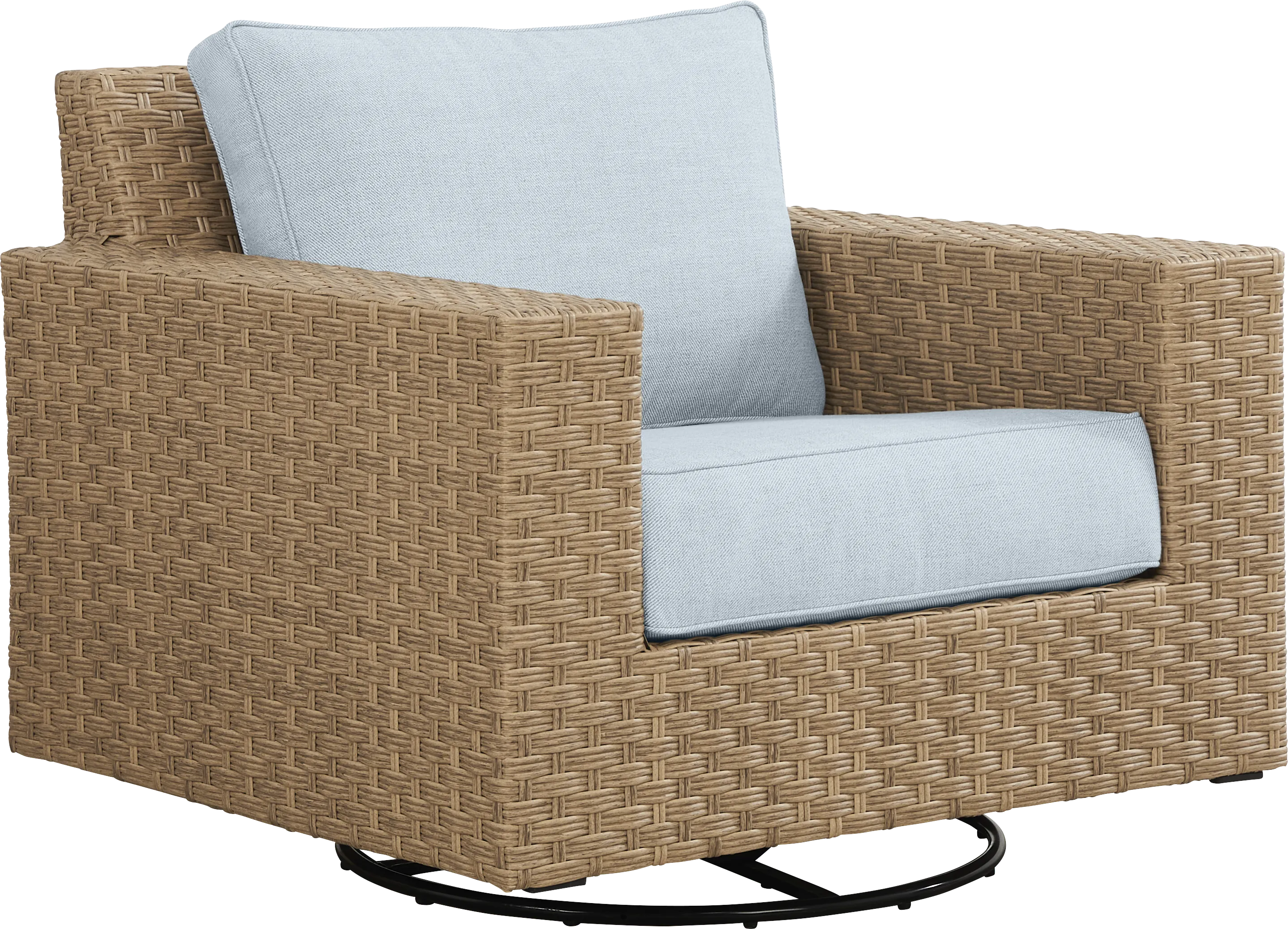 Rialto II Natural Outdoor Swivel Glider with Sky Cushions - Thumbnail - Image 1