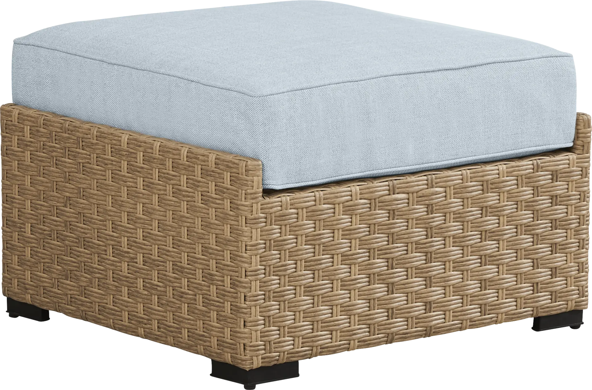 Rialto II Natural Outdoor Ottoman with Sky Cushion