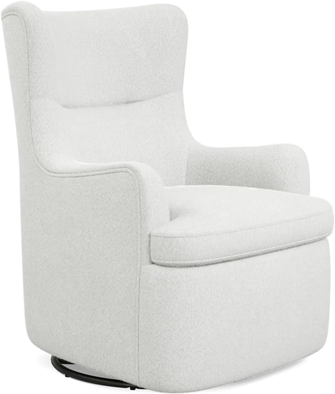 Colburn White Swivel Glider Accent Chair