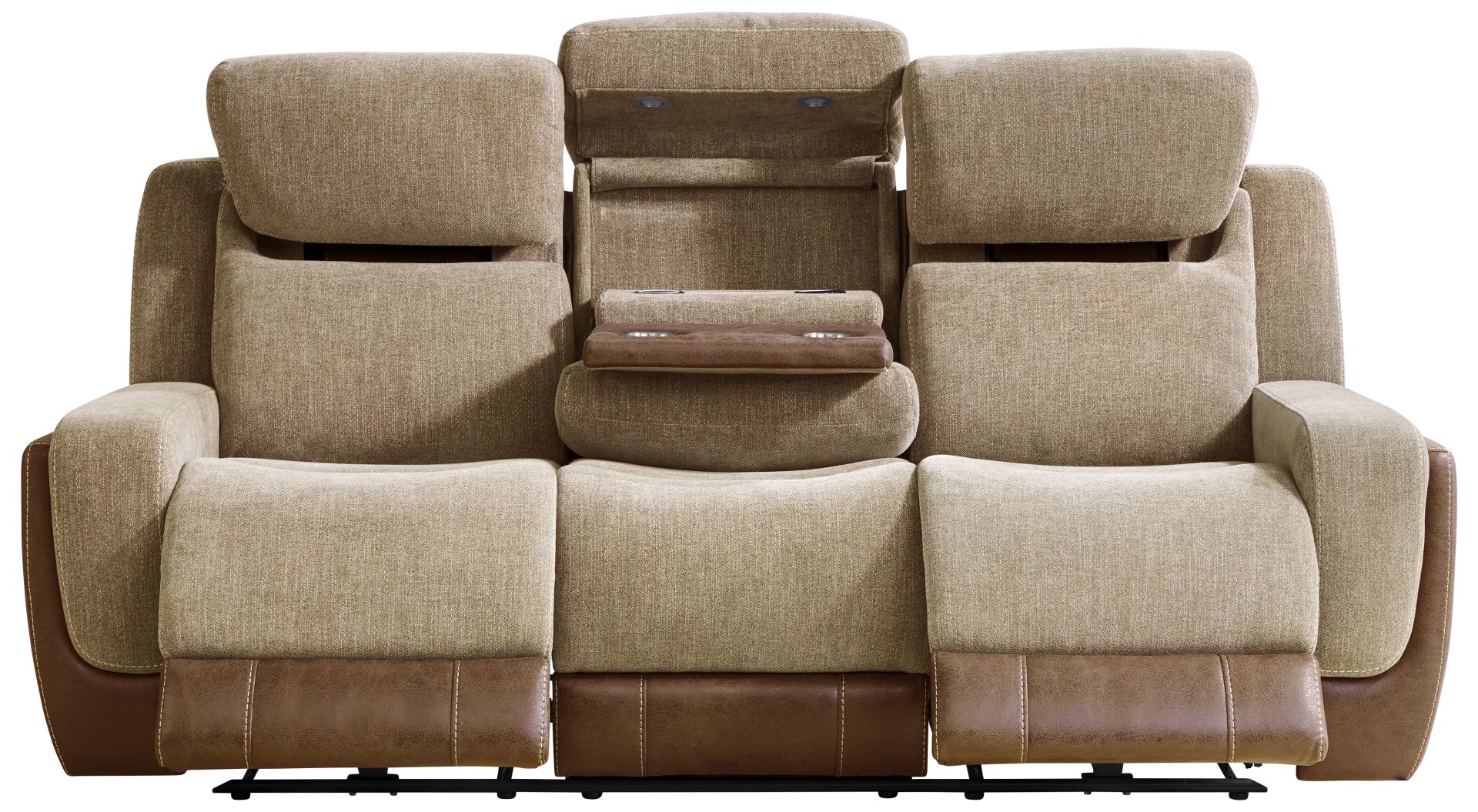 camel dual power reclining sofa