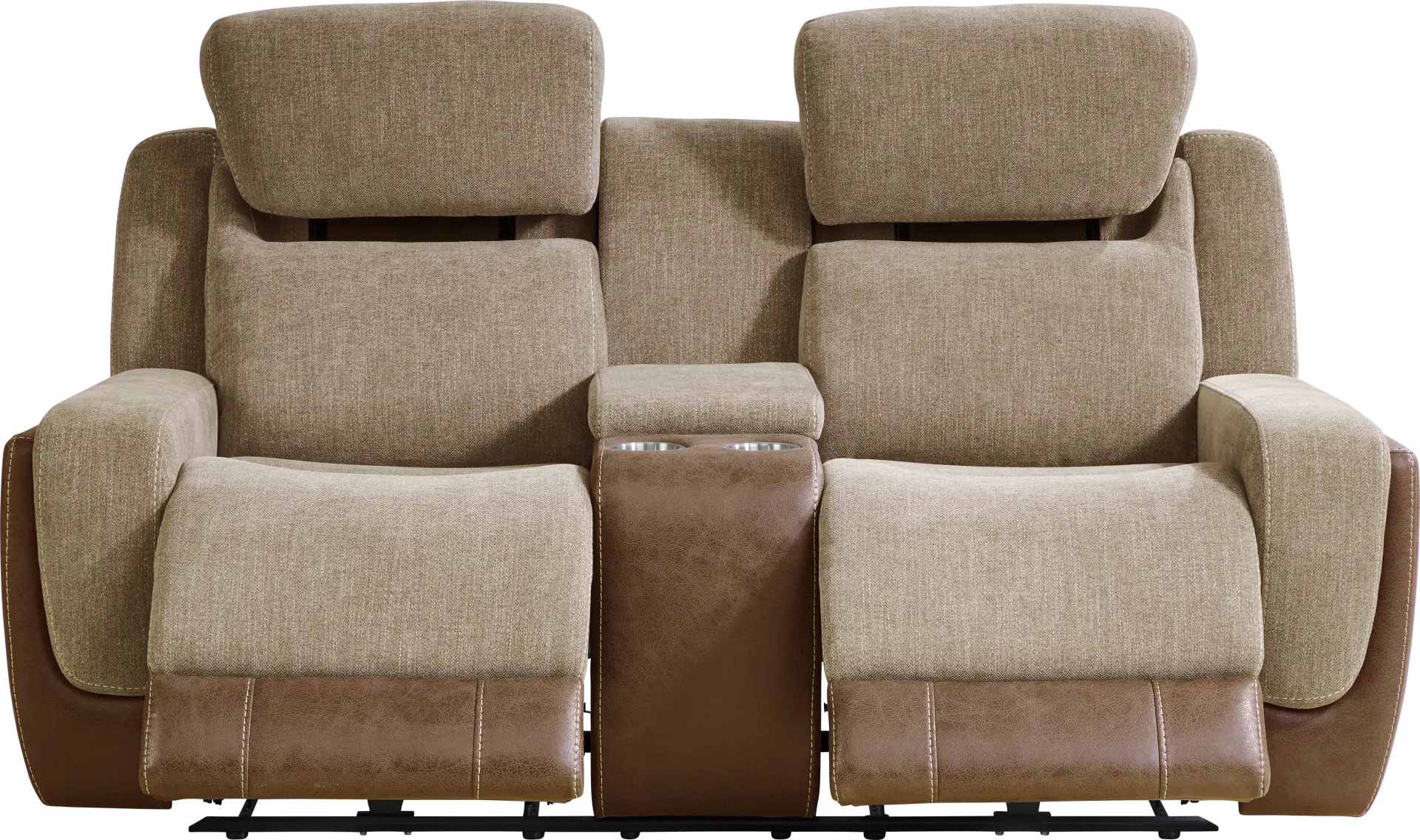 State Street Camel Dual Power Reclining Console Loveseat