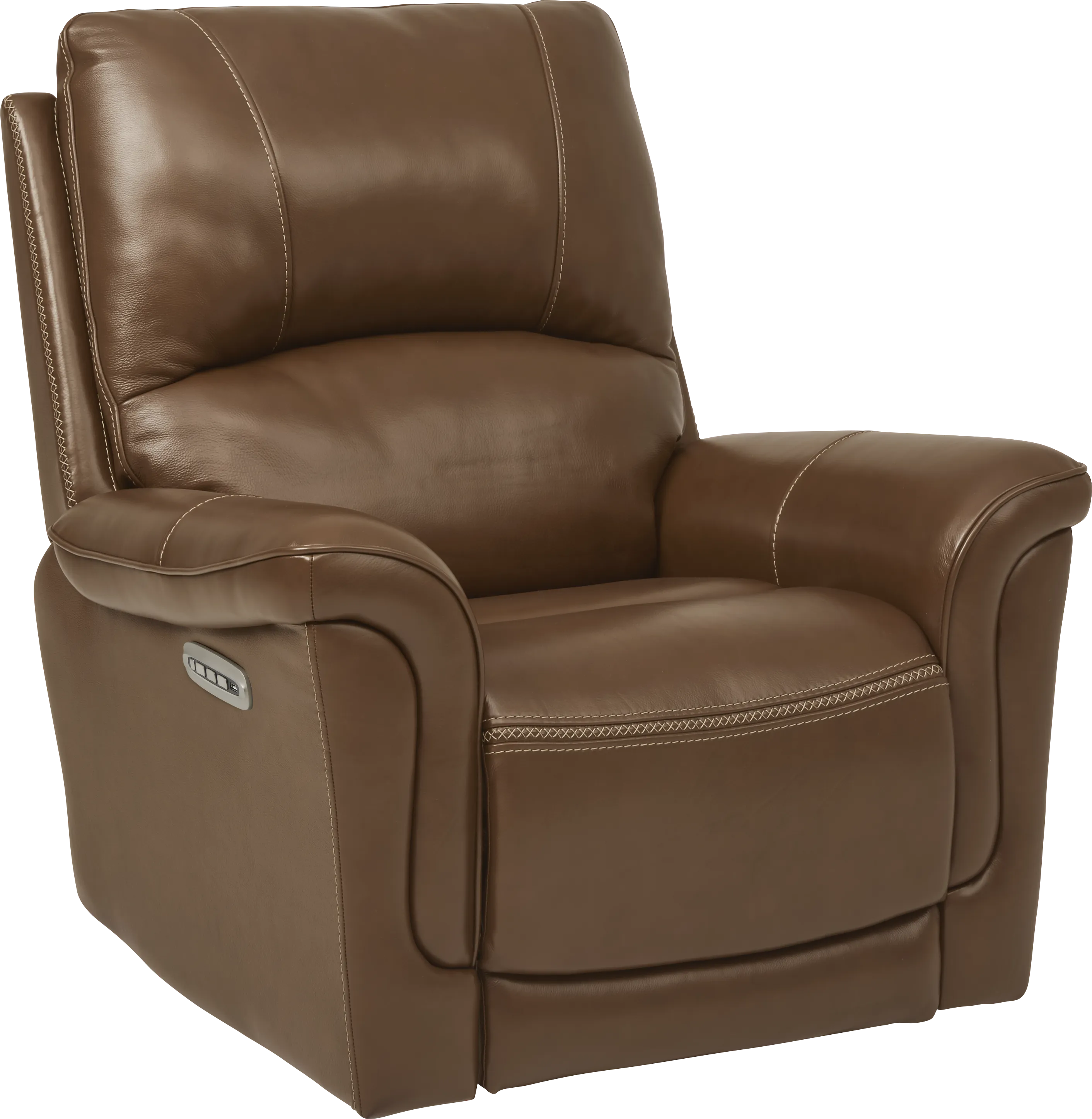 Castmore Brown Triple Power Leather Recliner - Thumbnail - Image 1