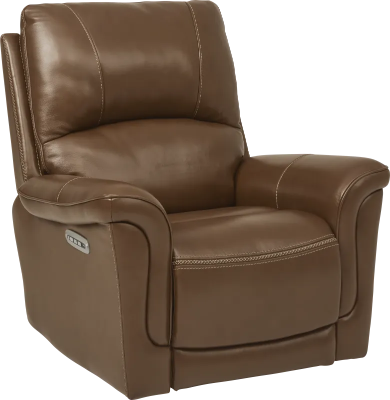 Castmore Brown Triple Power Leather Recliner
