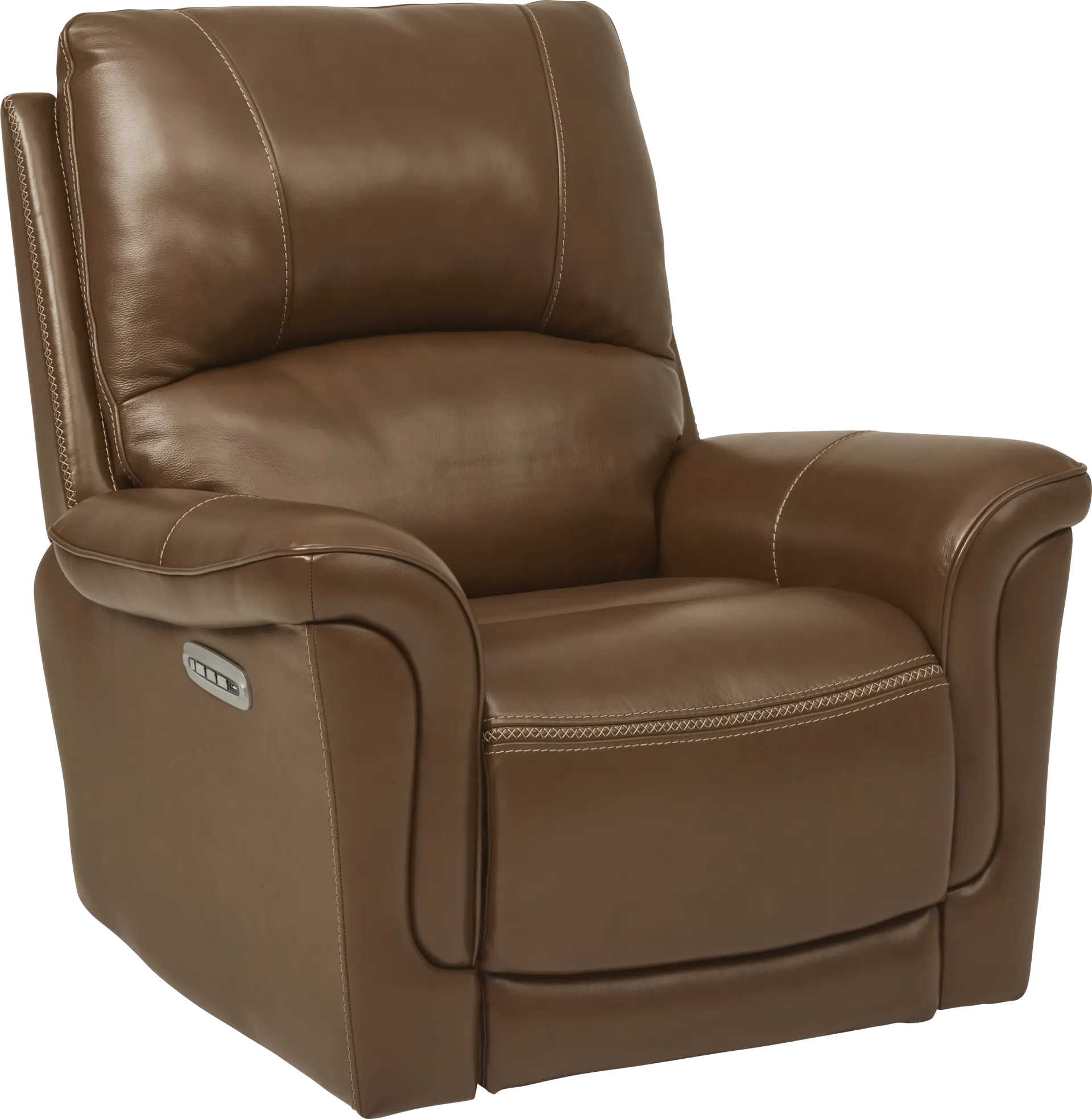 Castmore Brown Triple Power Leather Recliner - Image 1