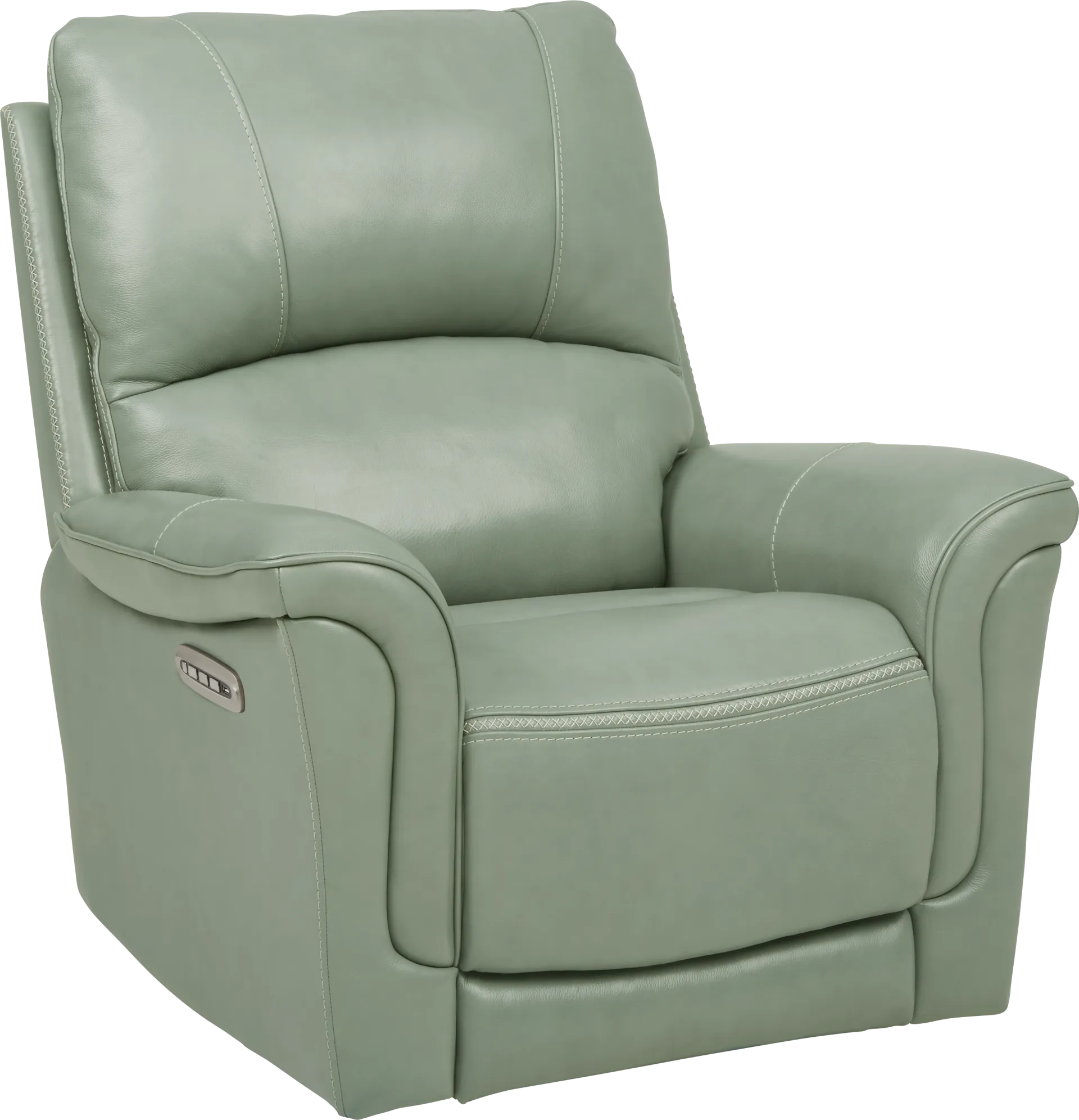 Castmore Green Triple Power Leather Recliner - Image 1