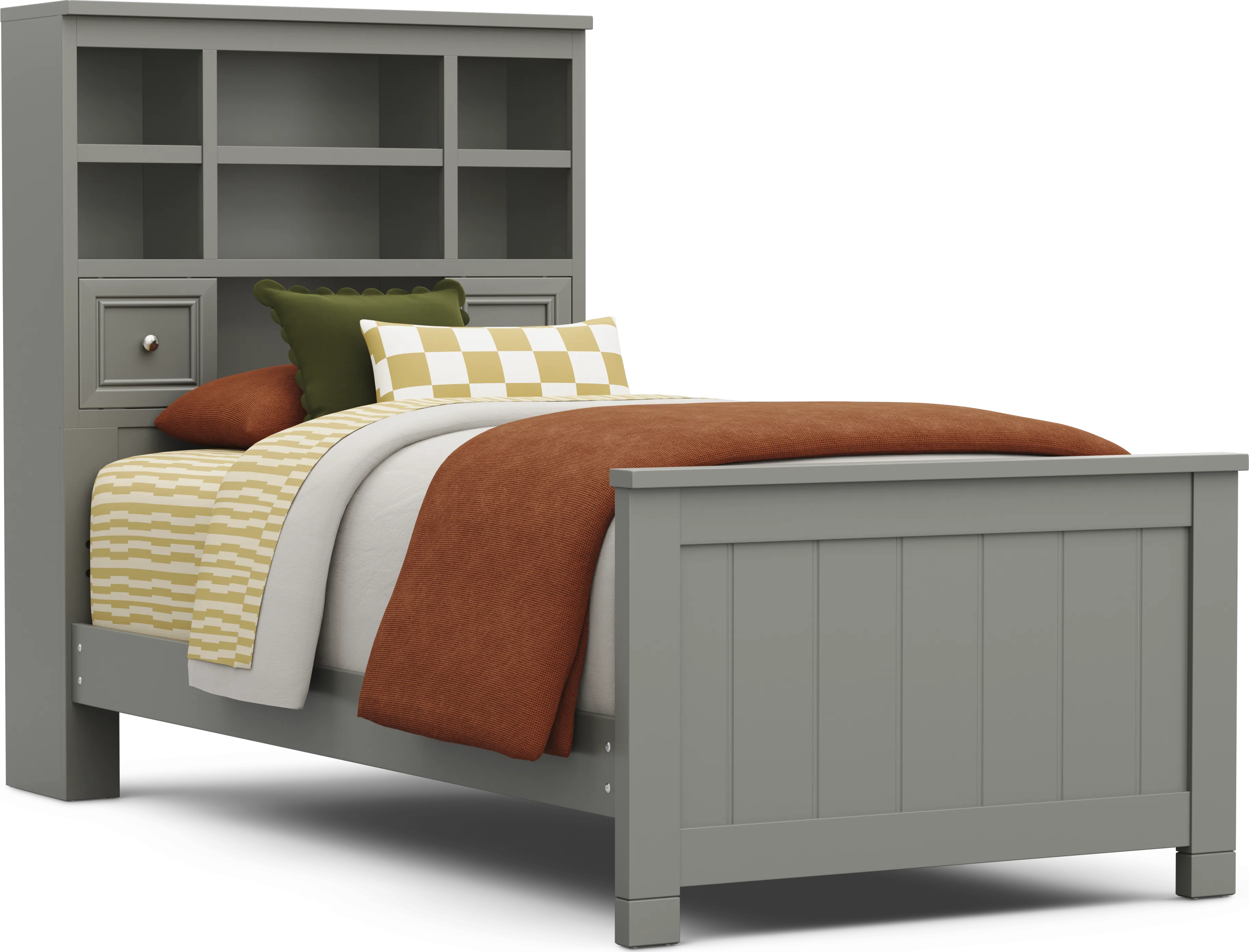 Kids Cottage Colors 2.0 Gray Twin Bookcase Bed - Thumbnail - Image 1