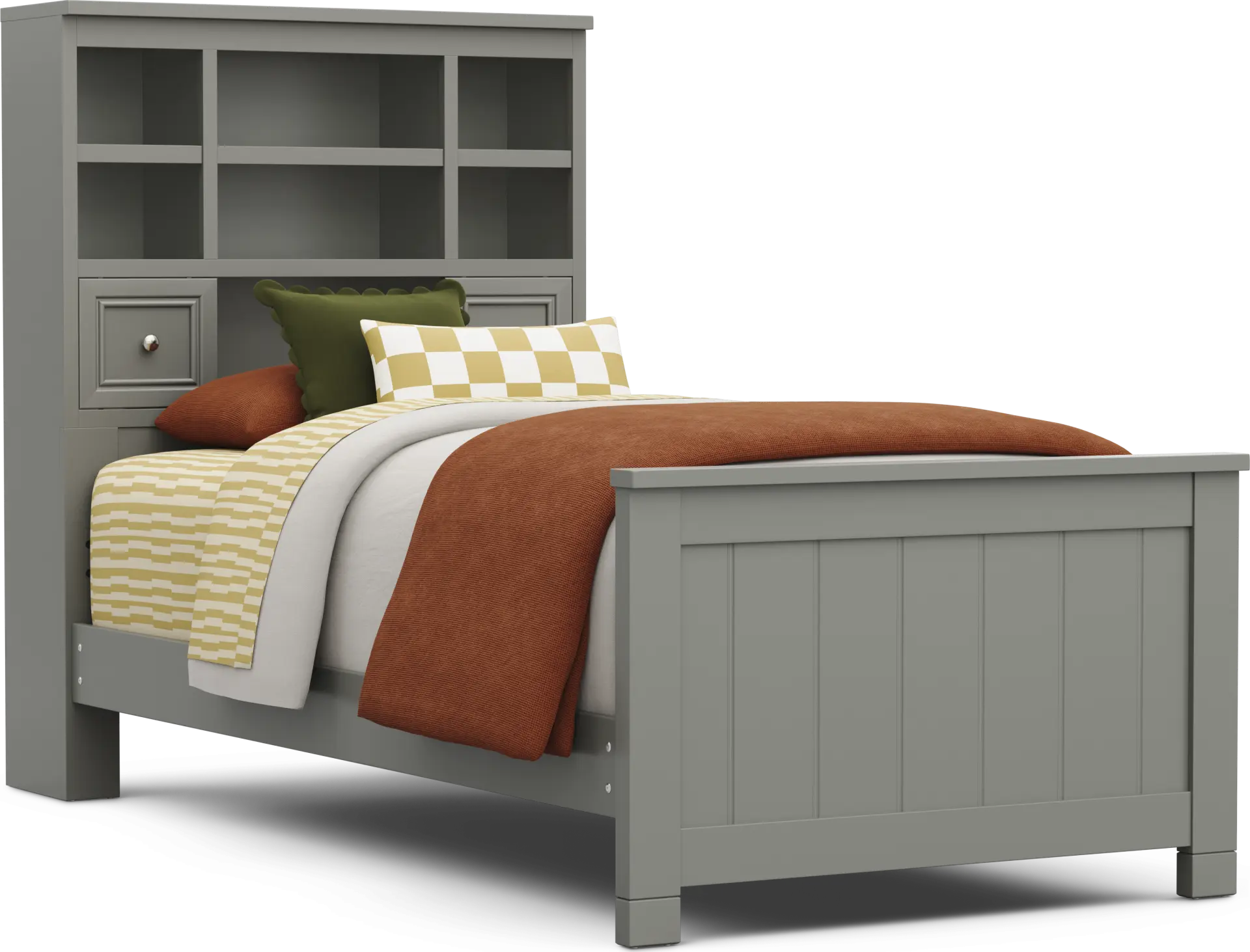 Kids Cottage Colors 2.0 Gray Twin Bookcase Bed