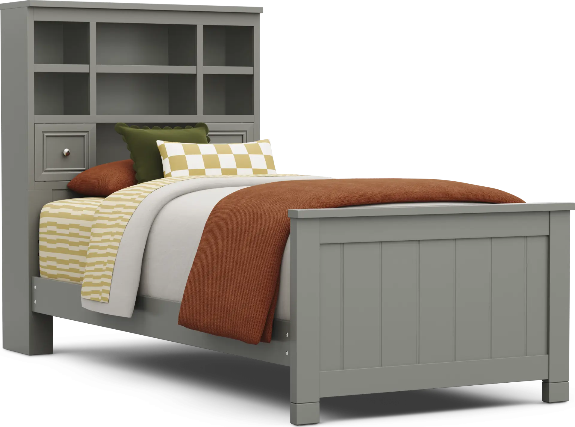 Kids Cottage Colors 2.0 Gray Twin XL Bookcase Bed