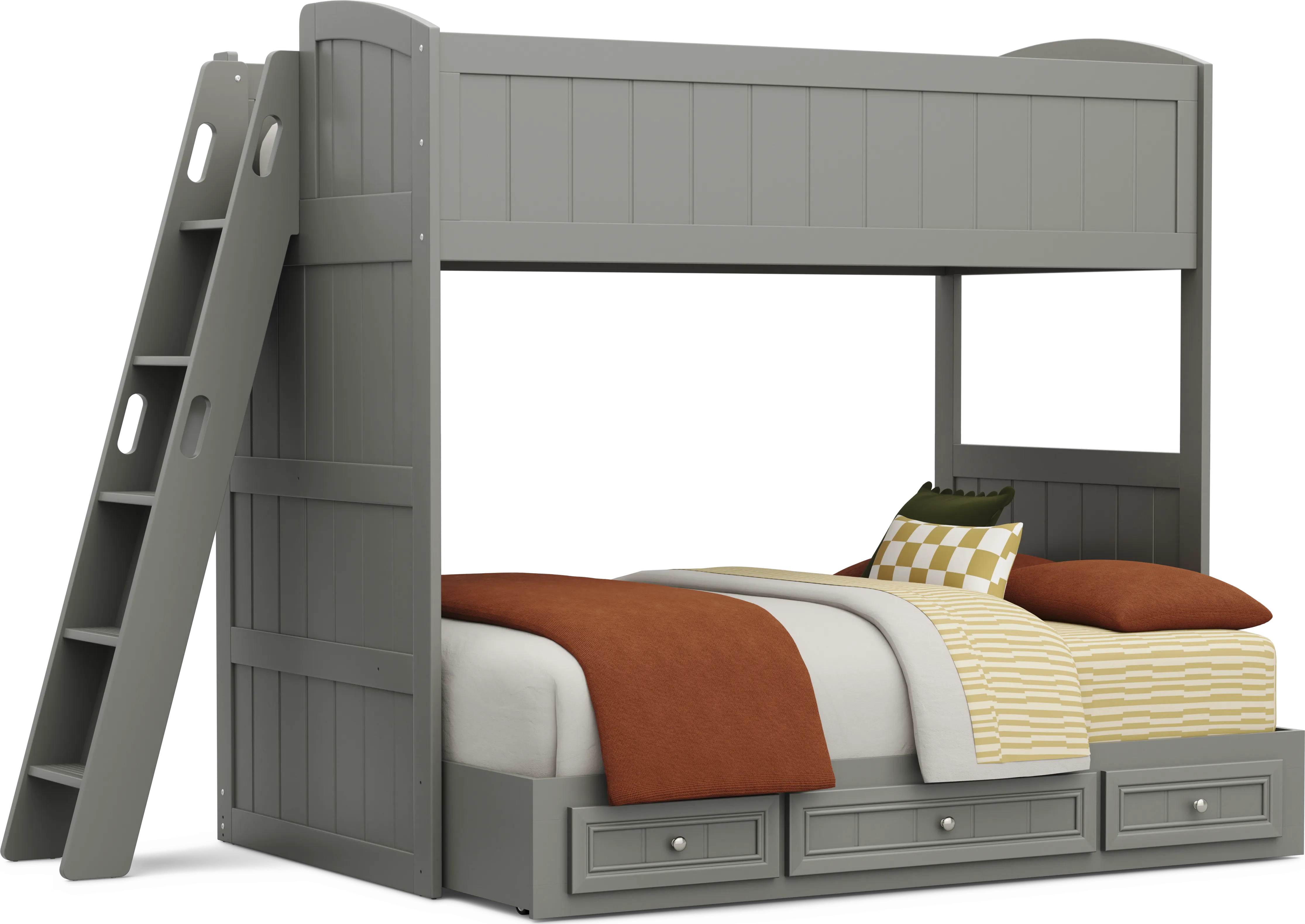 Kids Cottage Colors 2.0 Gray Twin/Full Bunk Bed - Thumbnail - Image 1