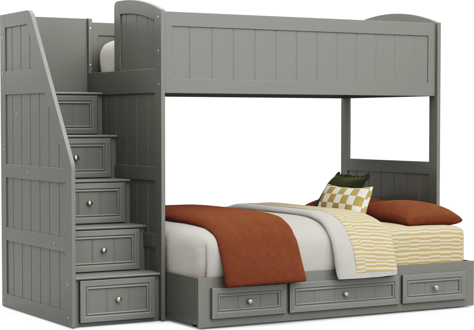 Kids Cottage Colors 2.0 Gray Twin/Full Step Bunk Bed - Image 1