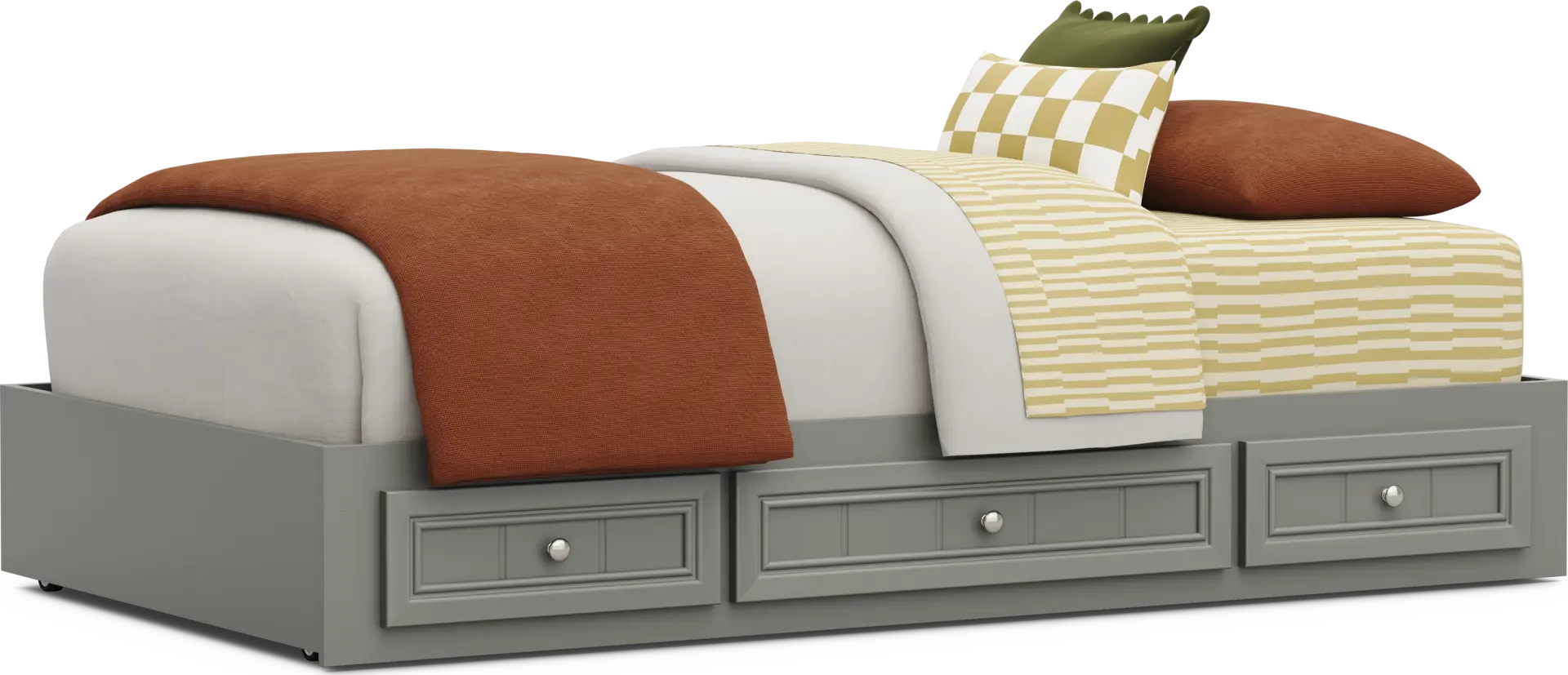 Kids Cottage Colors 2.0 Gray Twin Platform Bed with 3 Storage Drawers