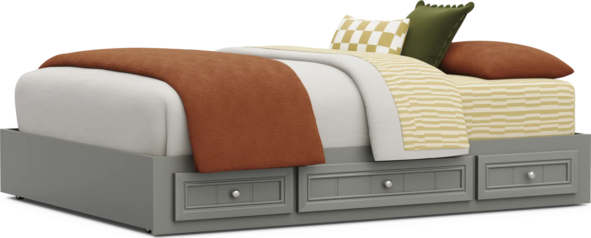 Kids Cottage Colors 2.0 Gray Full Platform Bed with 3 Storage Drawers