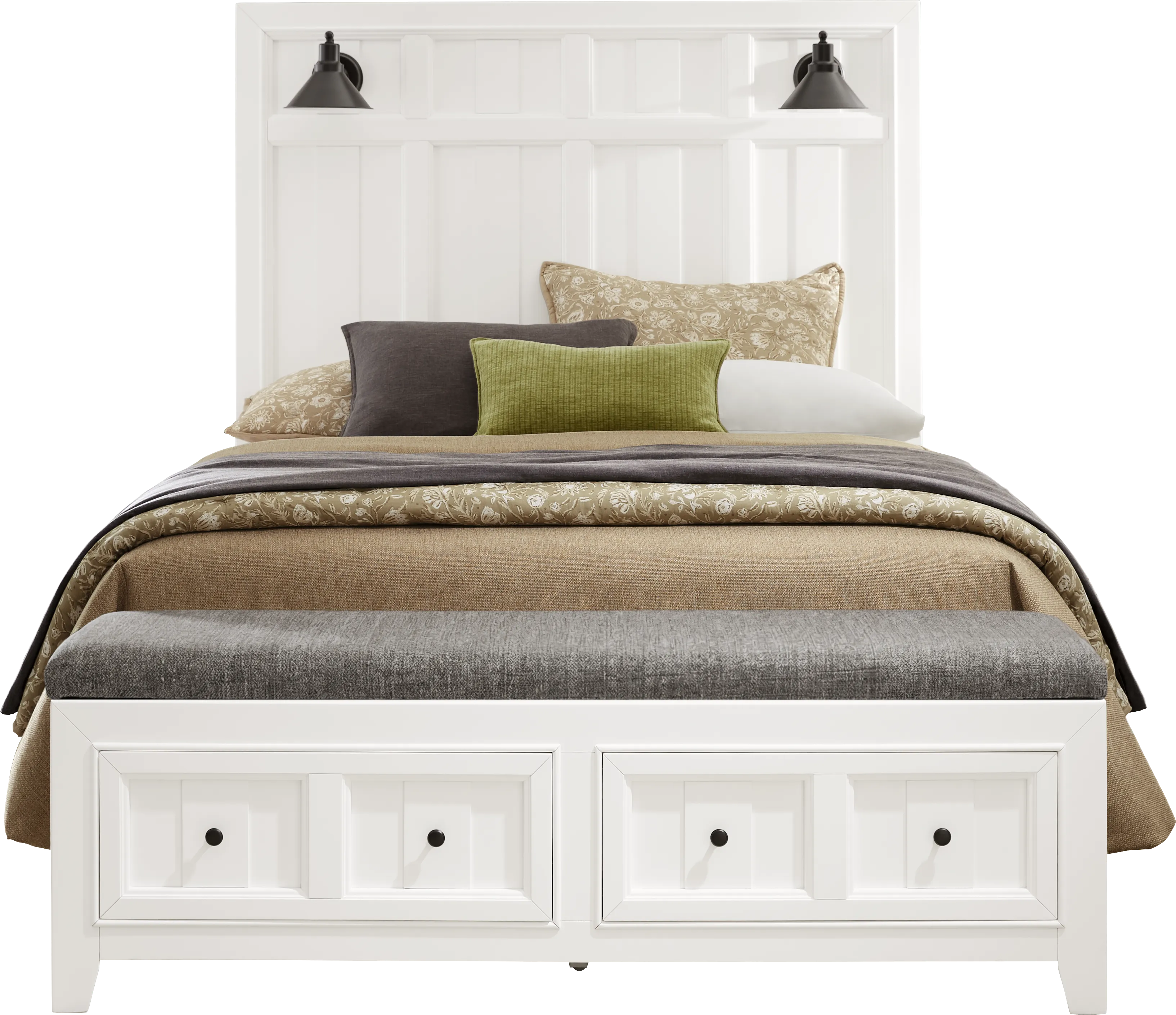 Owings Mill White 5 Pc King Storage Bedroom - Thumbnail - Image 2
