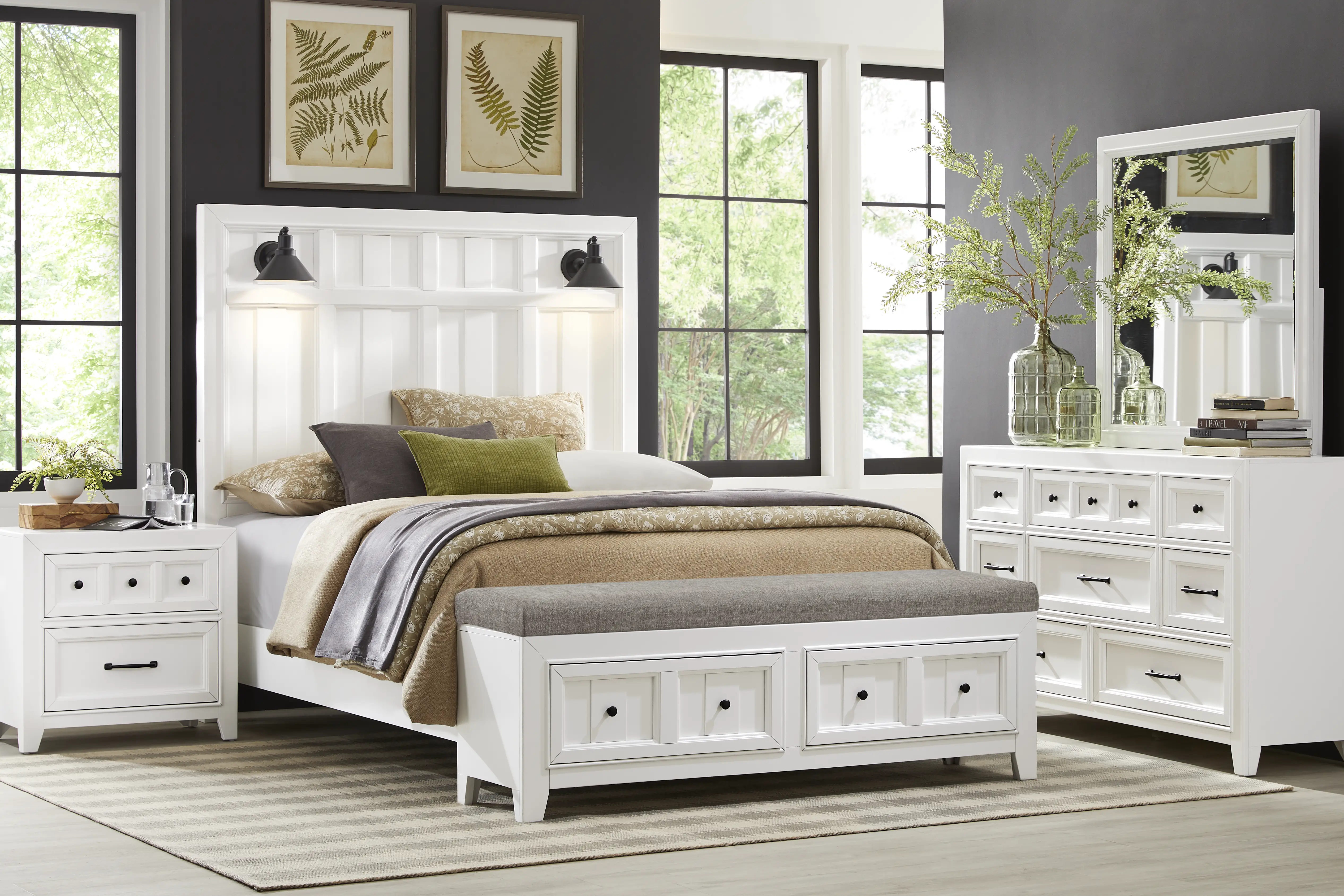 Owings Mill White 5 Pc King Storage Bedroom - Thumbnail - Image 1