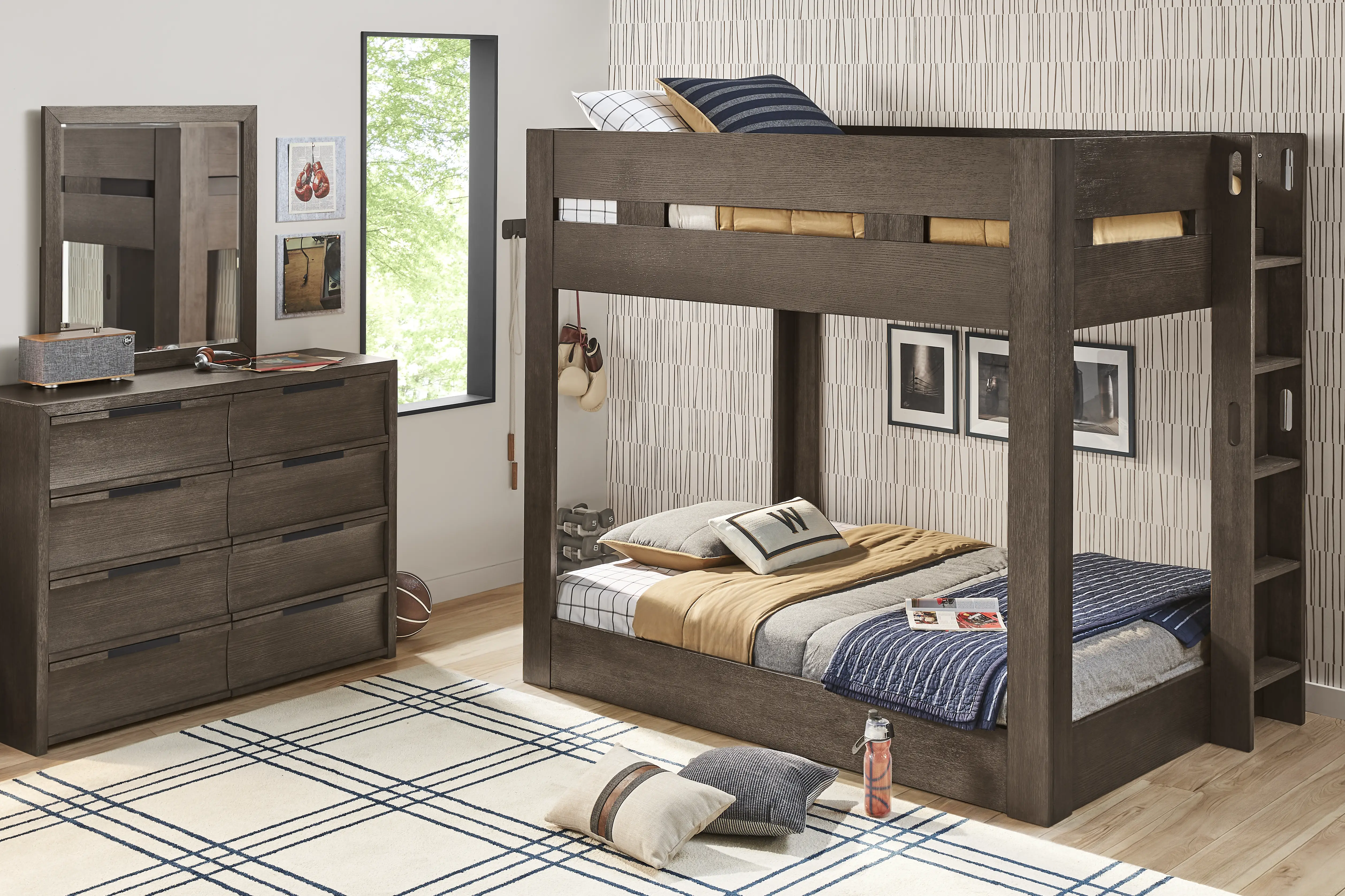 Kids Sierra Summit Brown Oak Full/Full Bunk Bed - Thumbnail - Image 2