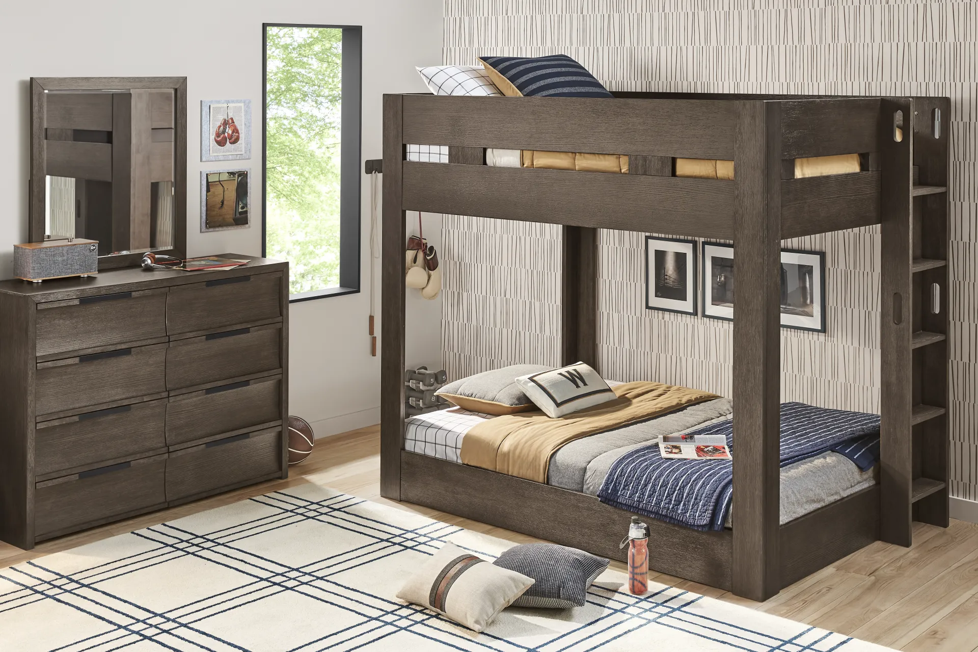 Kids Sierra Summit Brown Oak Full/Full Bunk Bed - Image 2