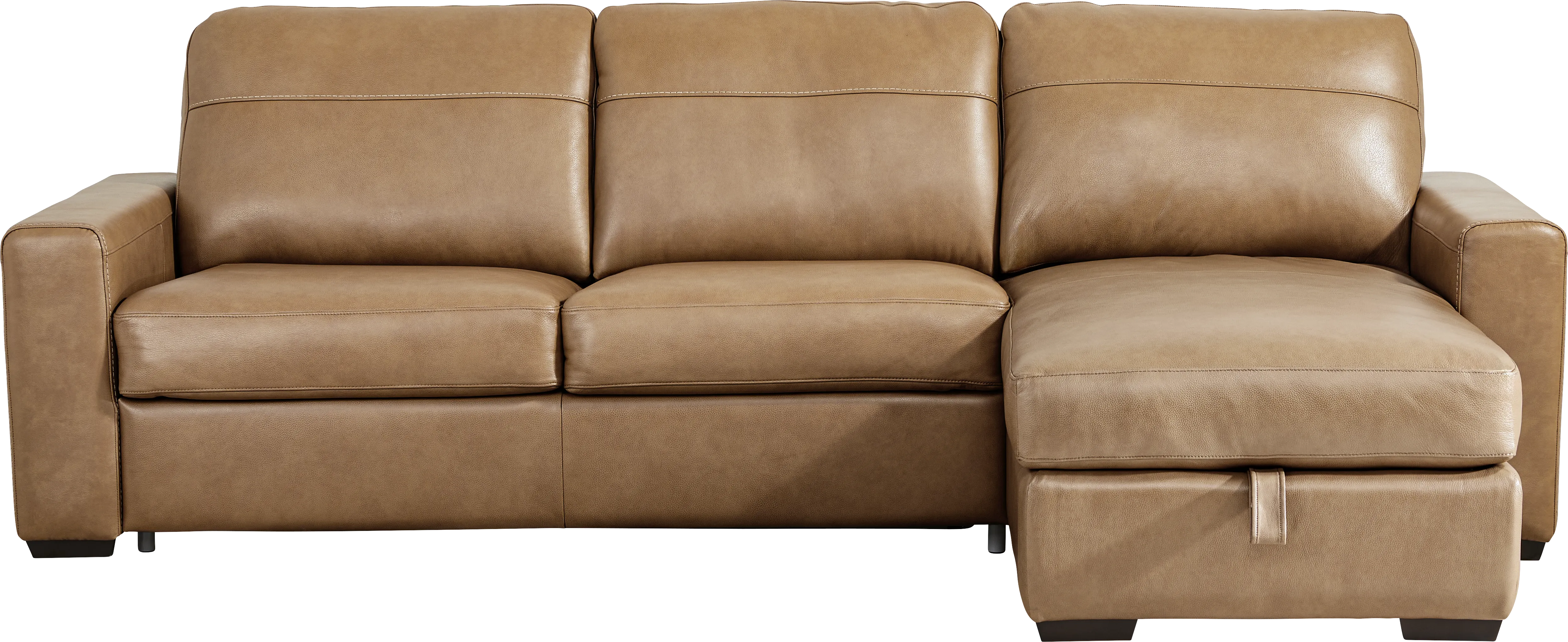 Parker Saddle Leather 2 Pc Sleeper Sectional - Thumbnail - Image 1