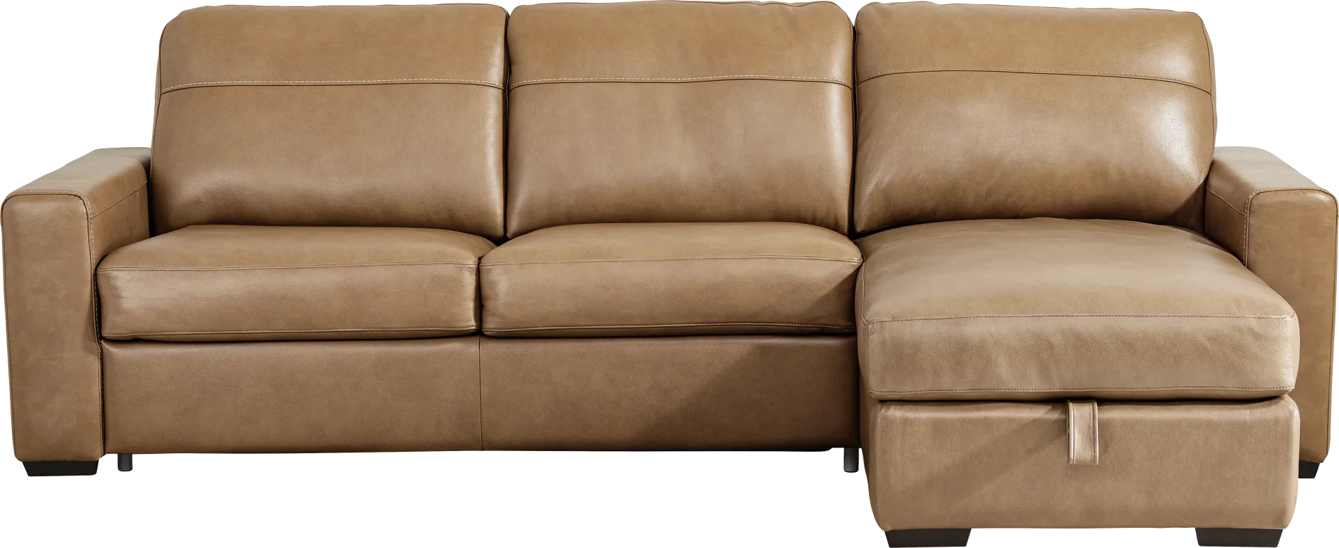 Parker Saddle Leather 2 Pc Sleeper Sectional - Image 1