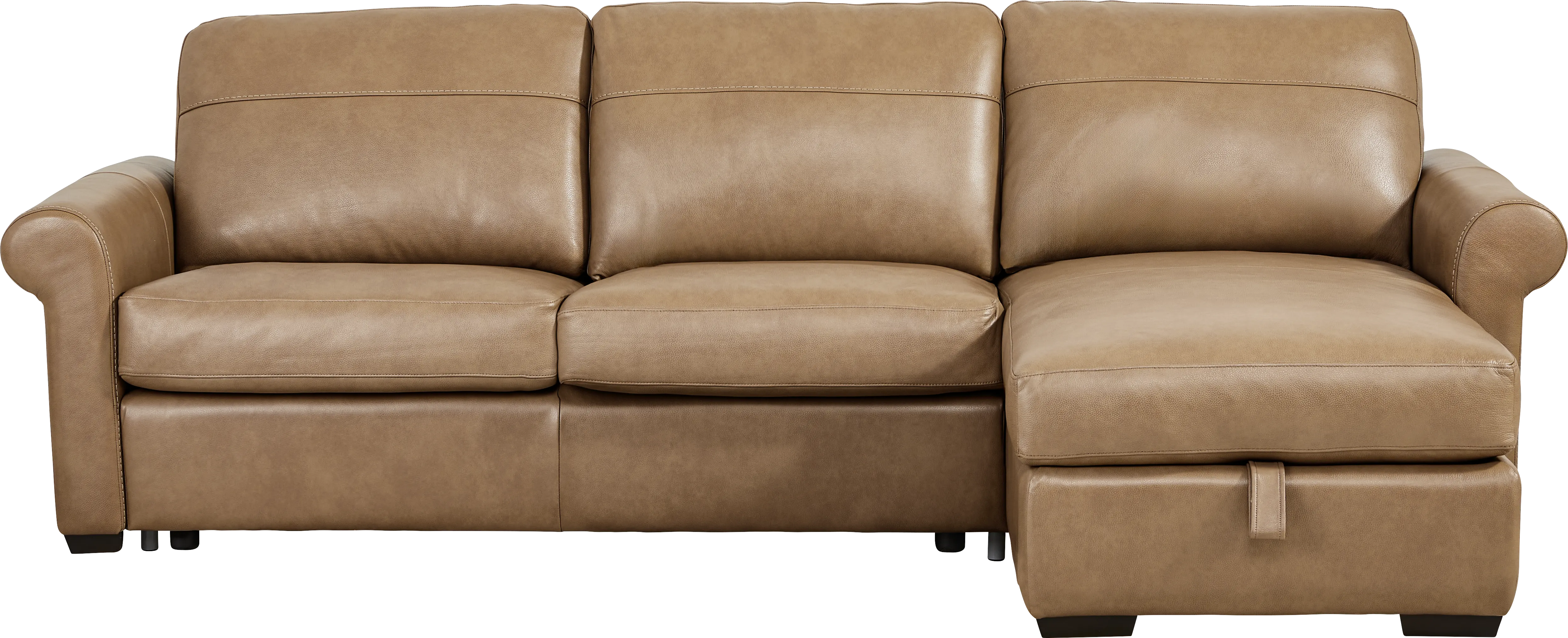 Parker Saddle Leather 2 Pc Sleeper Sectional - Thumbnail - Image 1