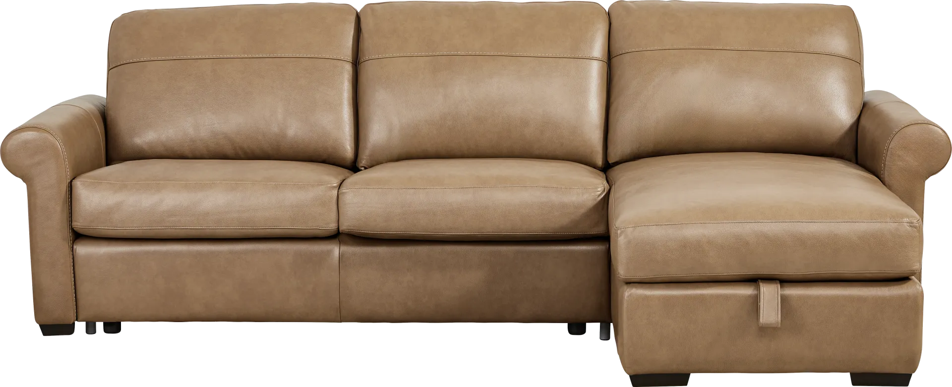 Parker Saddle Leather 2 Pc Sleeper Sectional - Image 1