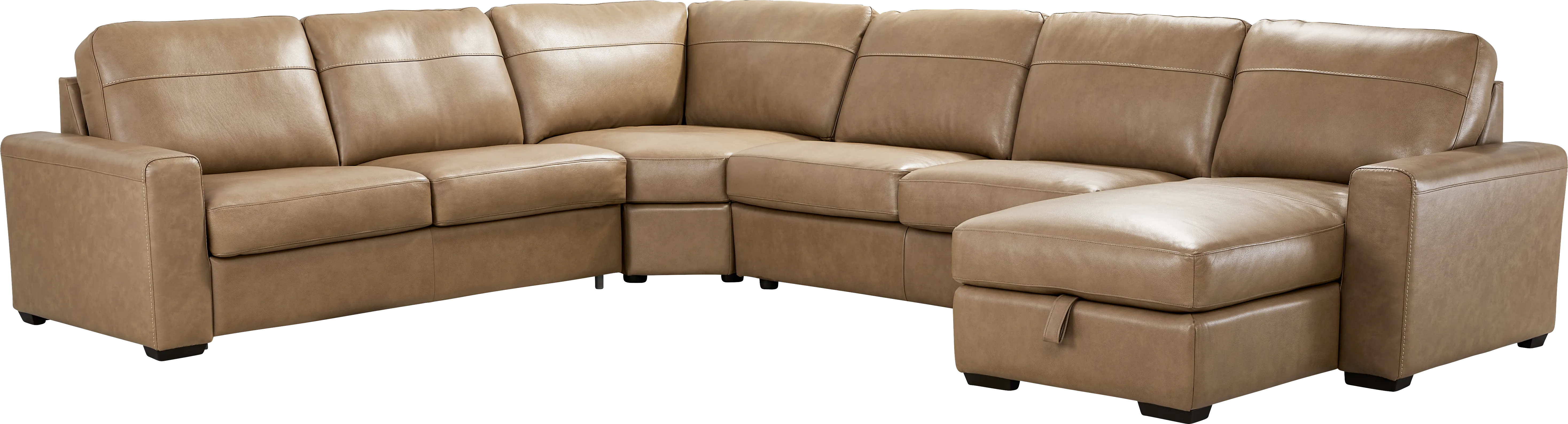 Parker Saddle Leather 4 Pc Sleeper Sectional - Thumbnail - Image 1