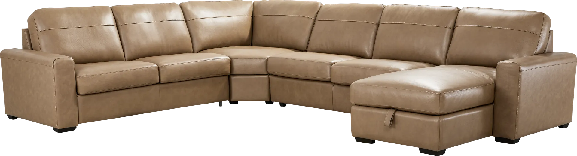 Parker Saddle Leather 4 Pc Sleeper Sectional - Image 1