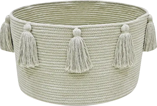Kids New Tassels Olive Basket - Thumbnail - Image 1